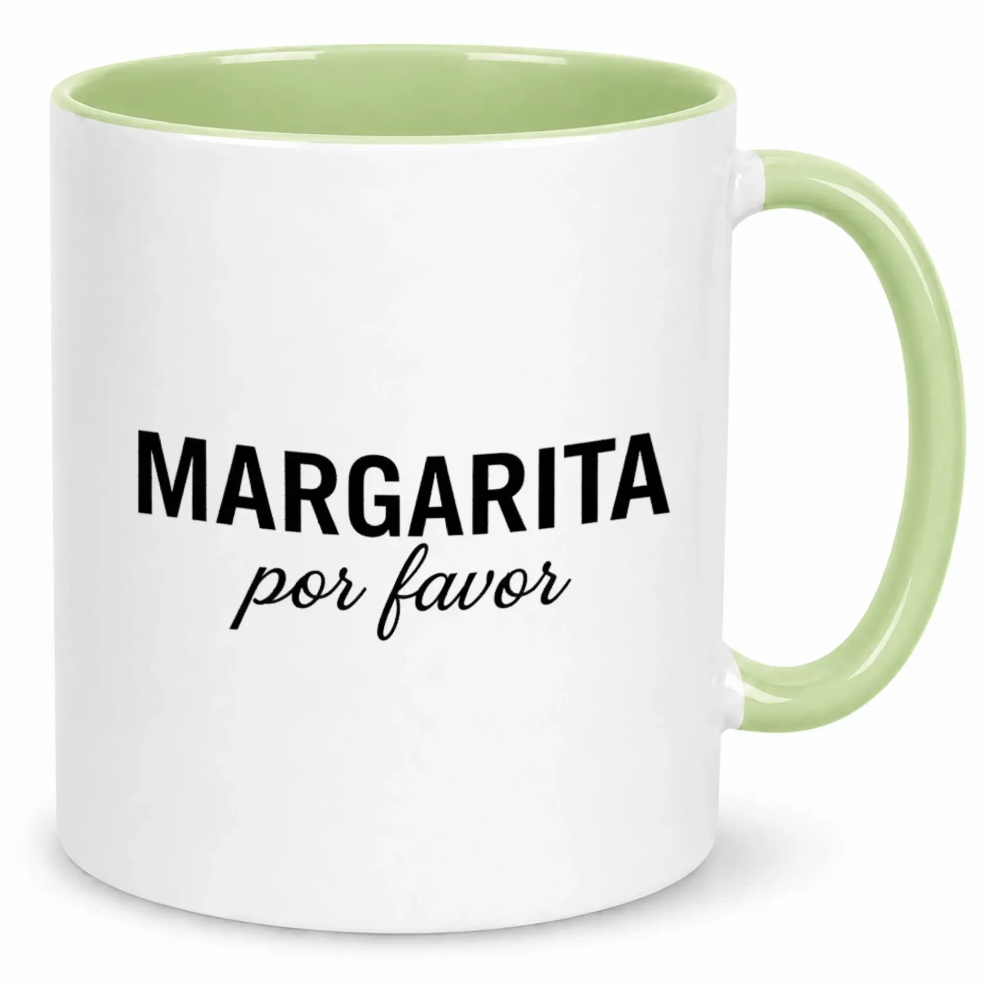 Funny Margarita Por Favor Ceramic Coffee Mug 11oz or 15oz Drinkware with Green Interior & Handle for Home Office Tea Lover Gift Idea