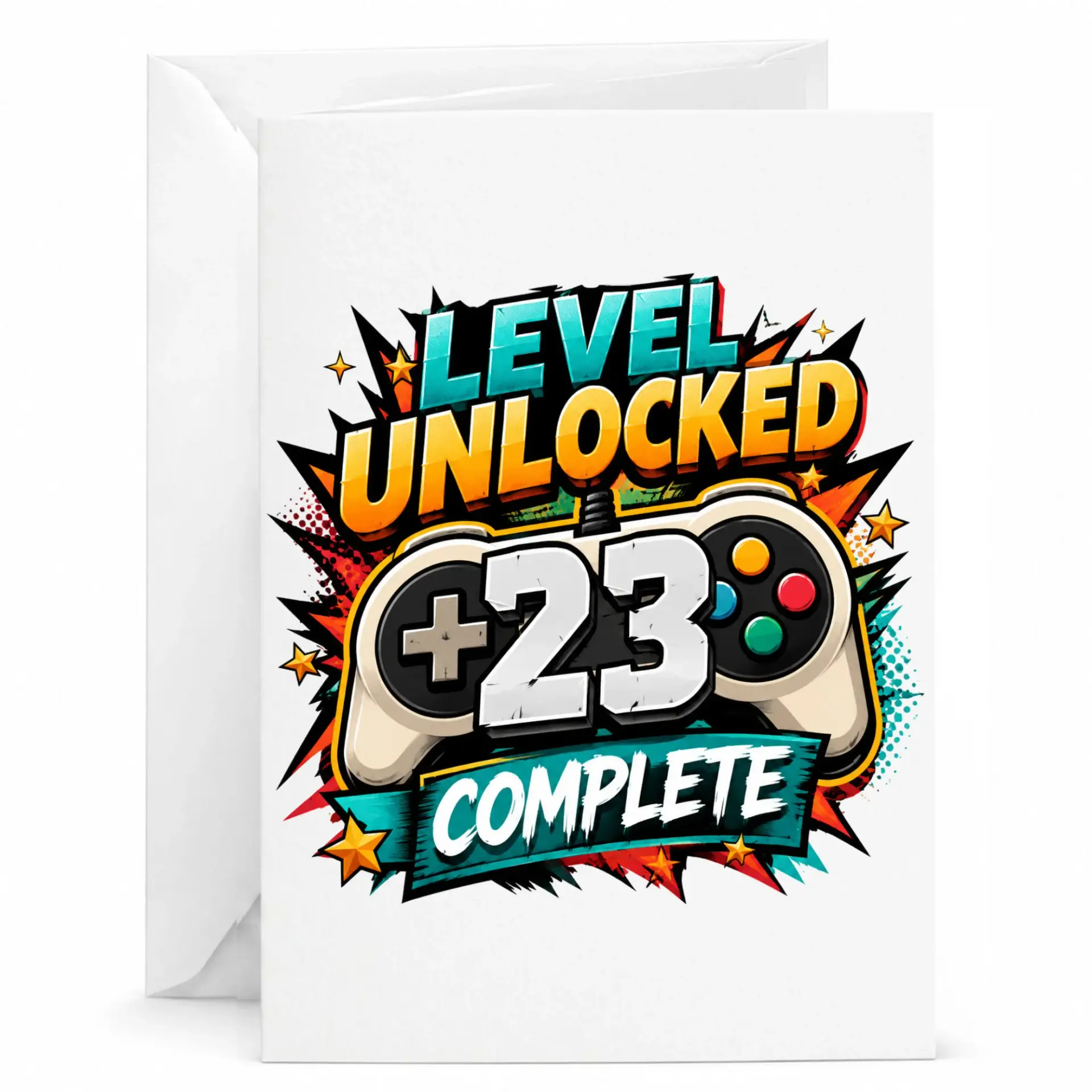 Birthday Card Level Unlocked 23 Complete Gaming Enthusiast Greeting Card for Milestone Celebration and Joyful Note