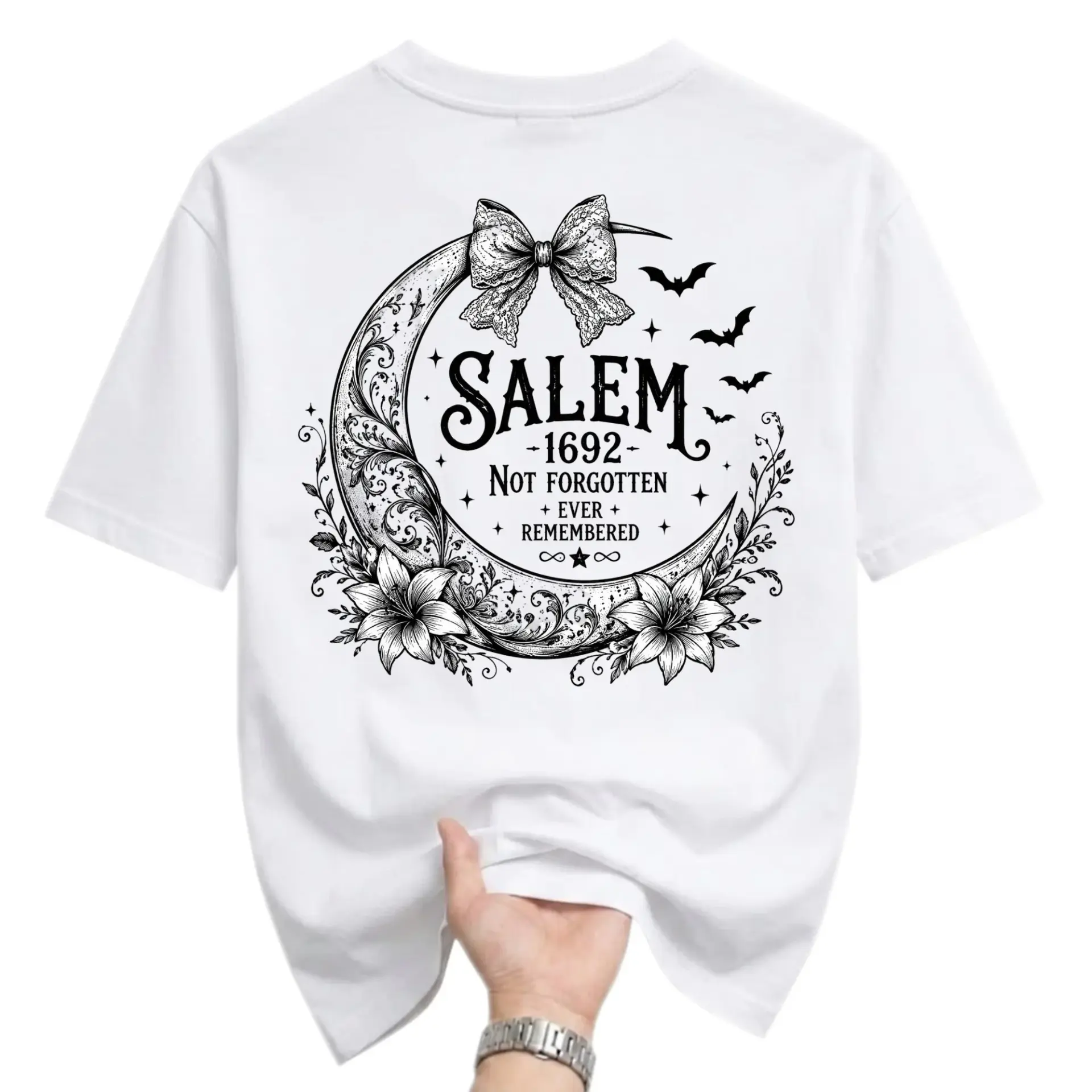 Graphic Tee Salem 1692 Not Forgotten Ever Remembered Artistic Illustration Print Unisex Crew Neck Casual Cotton Shirt