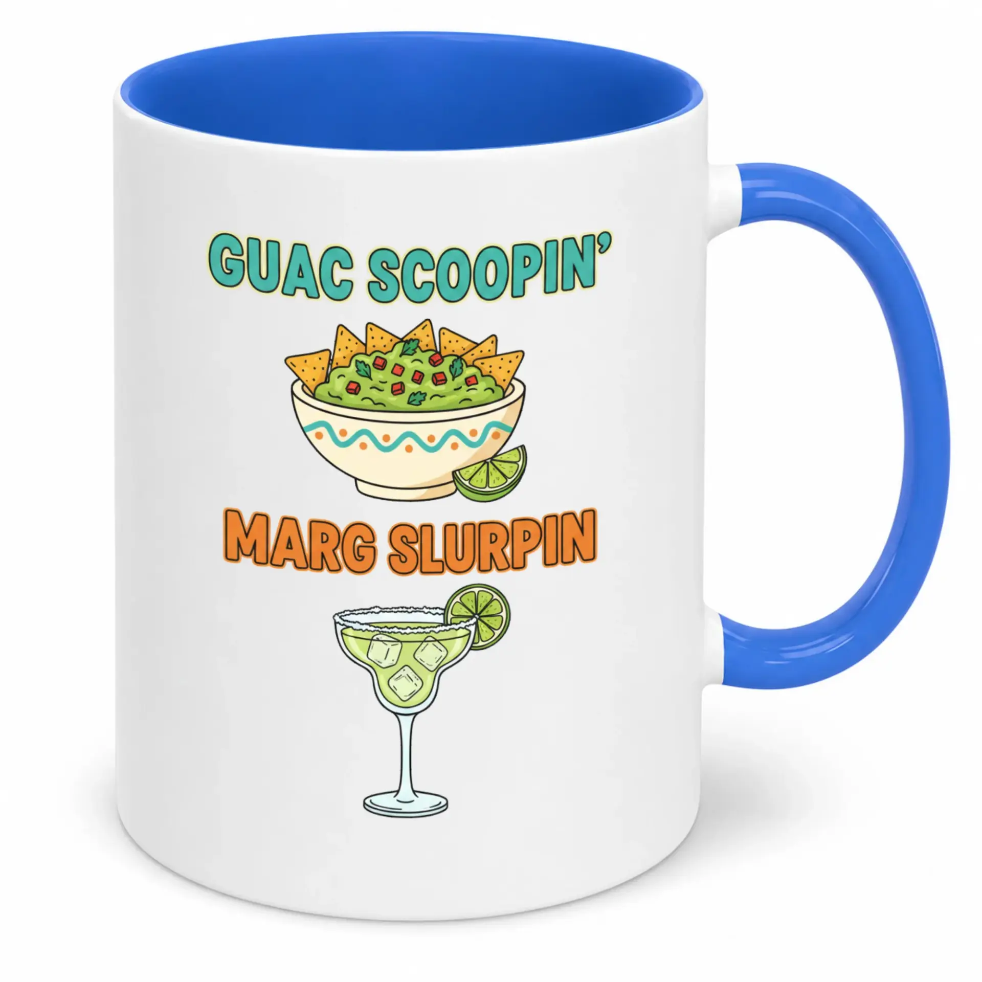 Funny Foodie Ceramic Coffee Mug with Guacamole & Margarita Design - Perfect for Guac Scoopin' & Marg Slurpin' Enthusiasts
