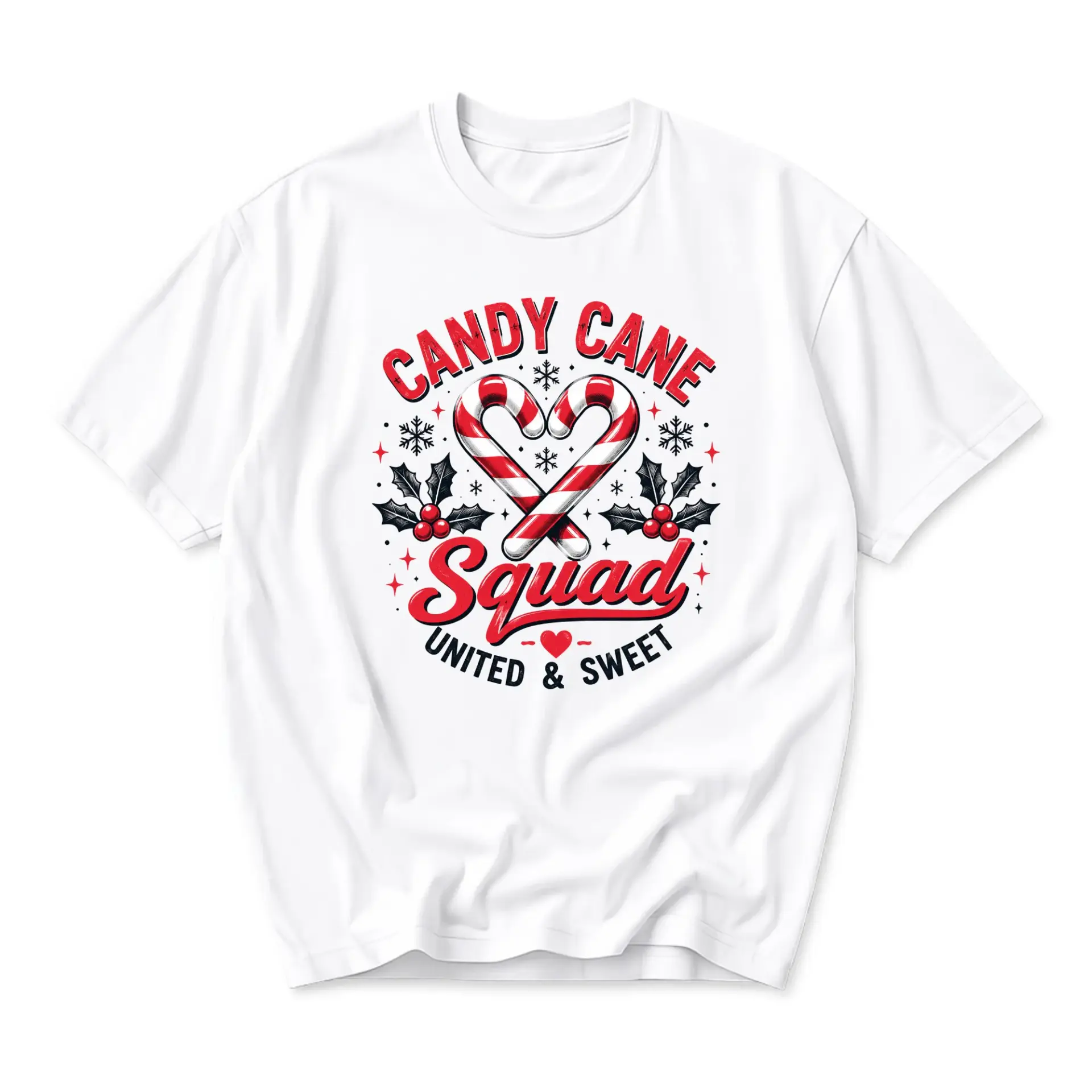 Graphic Tee Candy Cane Squad United and Sweet Holiday Seasonal Unisex Crew Neck Short Sleeve Casual Cotton T-Shirt
