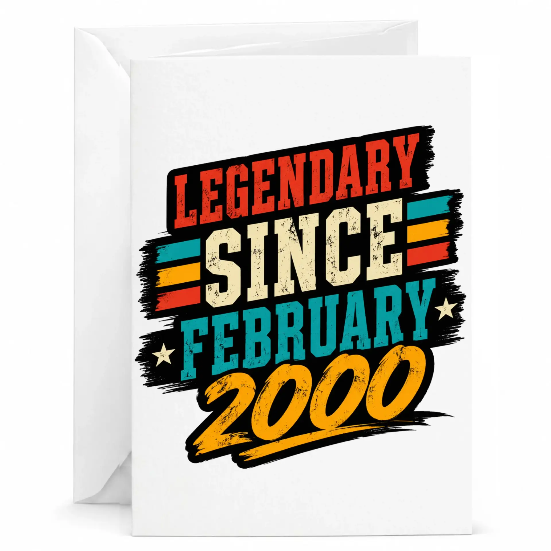 Greeting Card Legendary Since February 2000 Vintage Style Birthday Celebration for Men and Women Born in February 2000