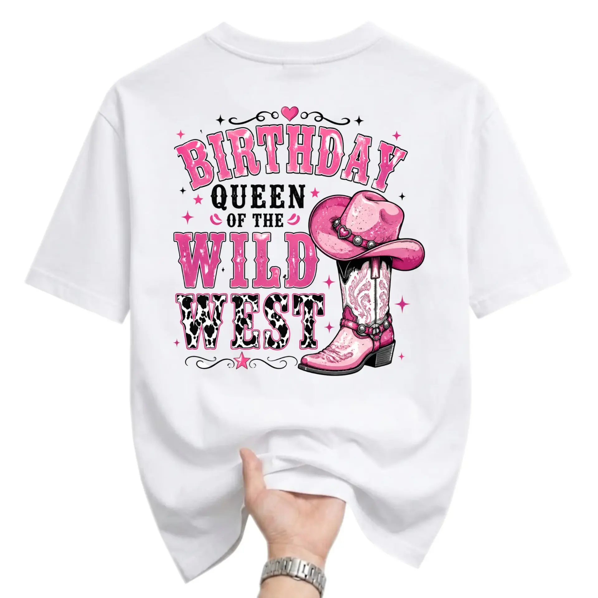 Graphic Tee Birthday Queen of the Wild West Western Cowboy Hat and Boot