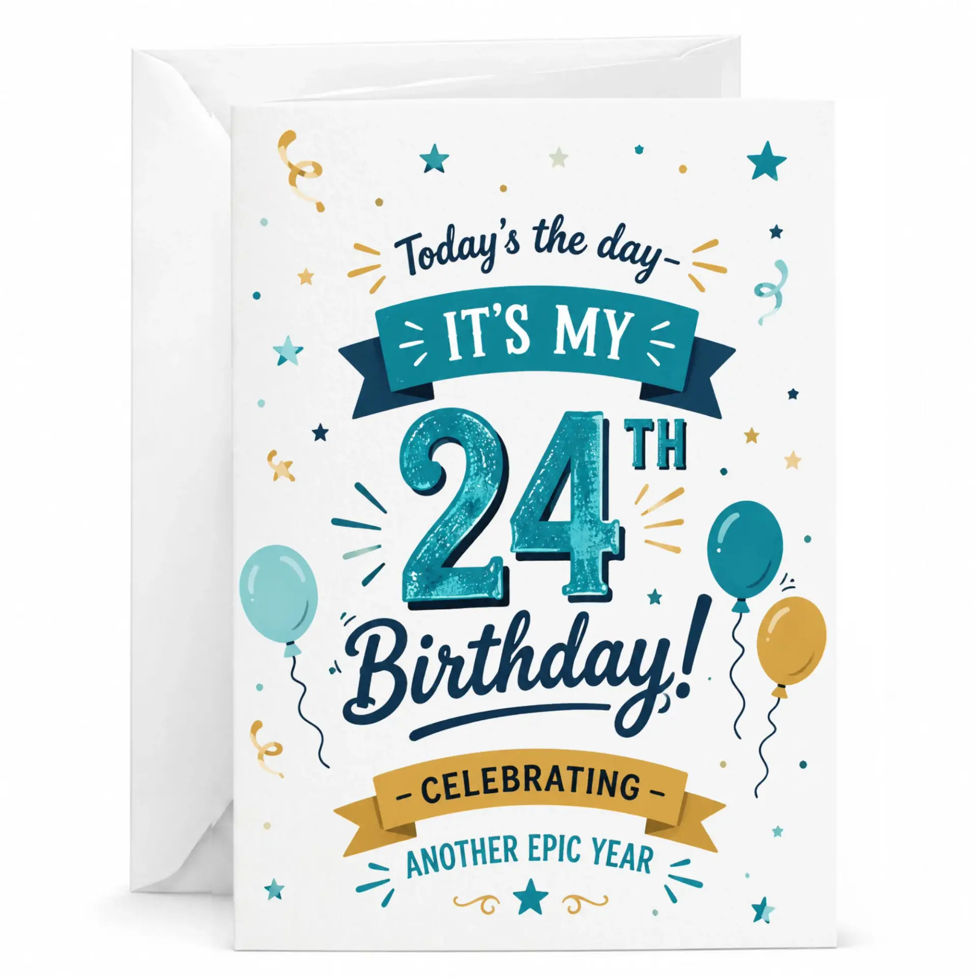 Birthday Card 24th Birthday Celebration Funny Greeting Card for Milestone Year with Professional Finish and Envelope