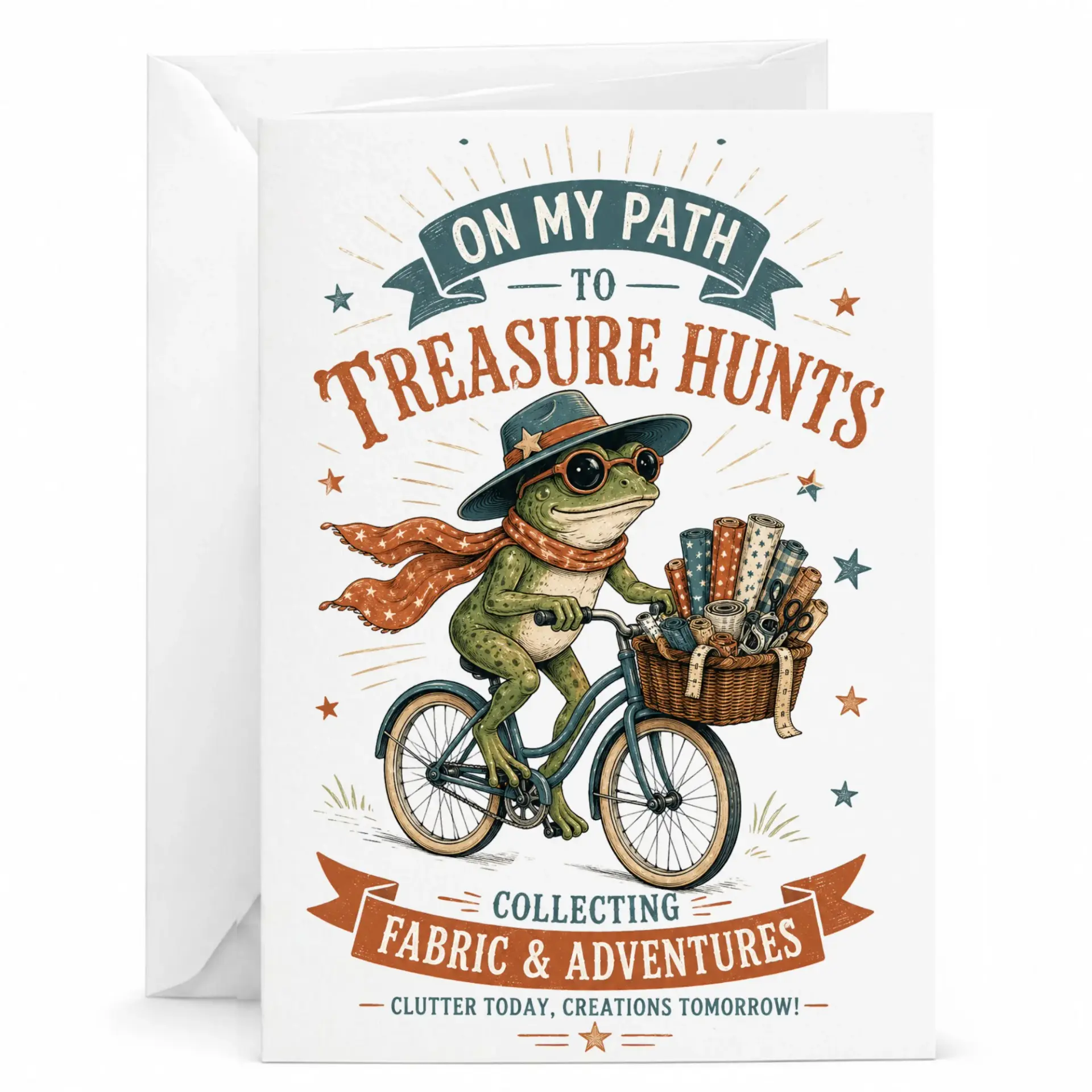 Funny Sewing Lover Greeting Card Featuring Artistic Adventure Theme for Quilters and Crafters with Matching Envelope