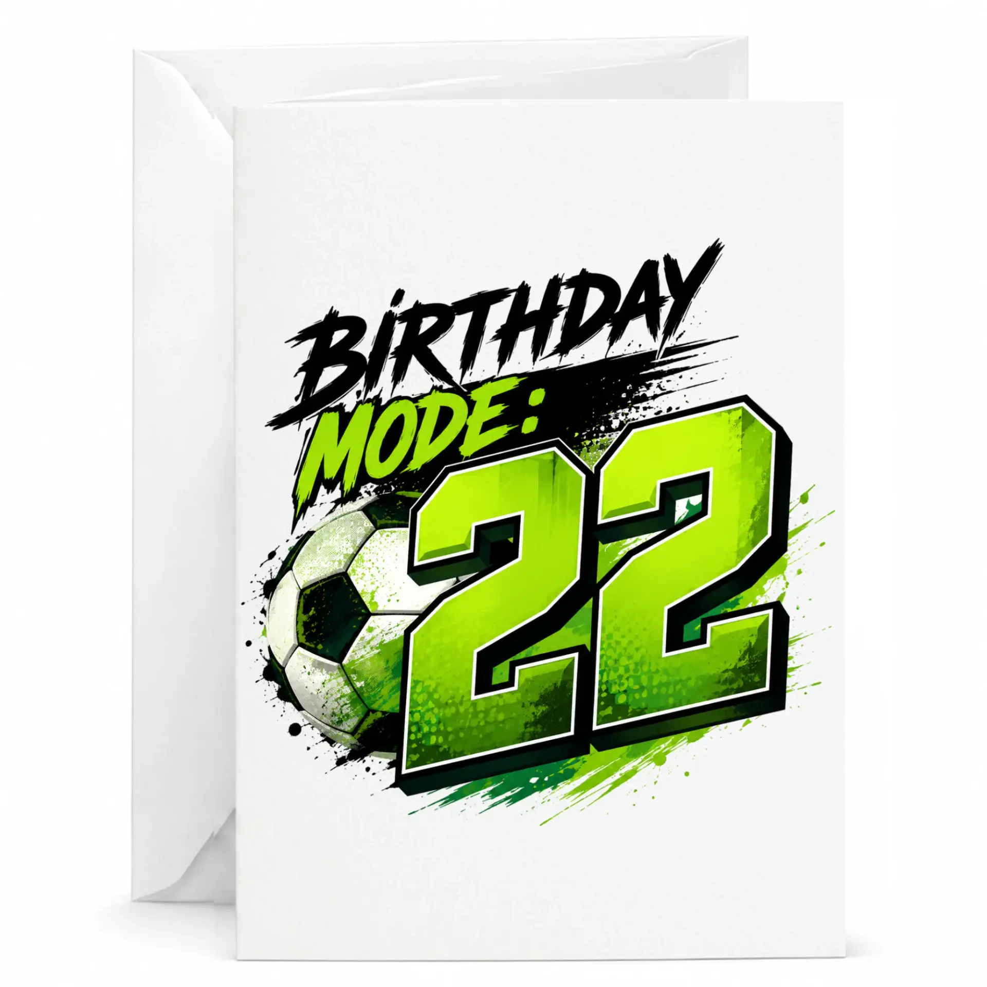 Birthday Card Soccer Theme 22nd Birthday Celebration Graphic Greeting Card for Sports Fans with White Envelope