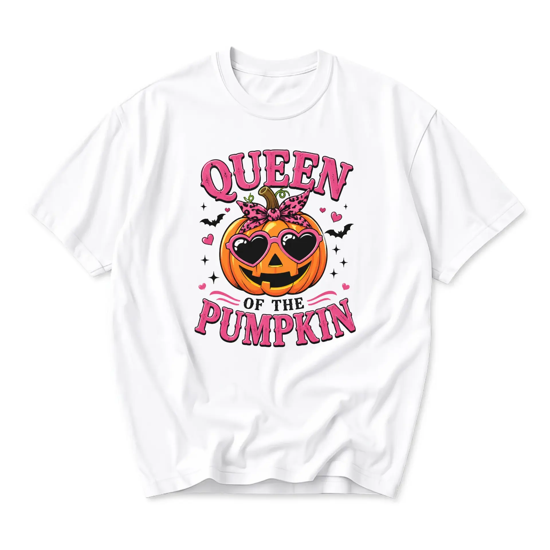 Graphic Tee Queen of the Pumpkin Unisex Crew Neck Shirt Fall Holiday Casual Graphic Printed Soft Cotton Blend Top