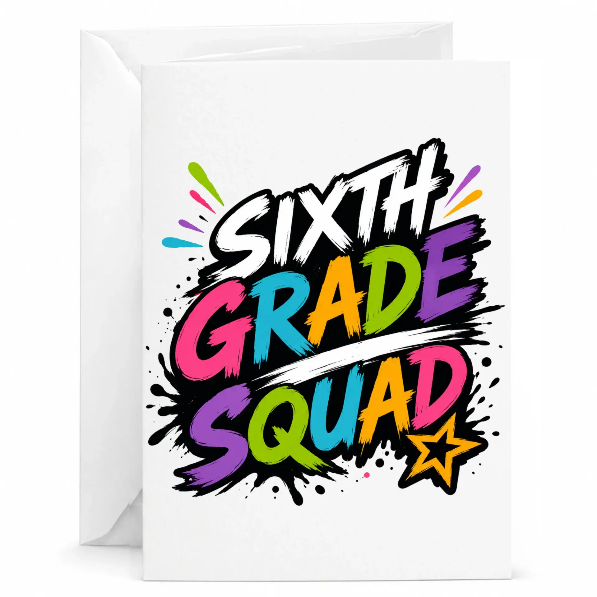 Personalized Greeting Card Sixth Squad Colorful Typography Design