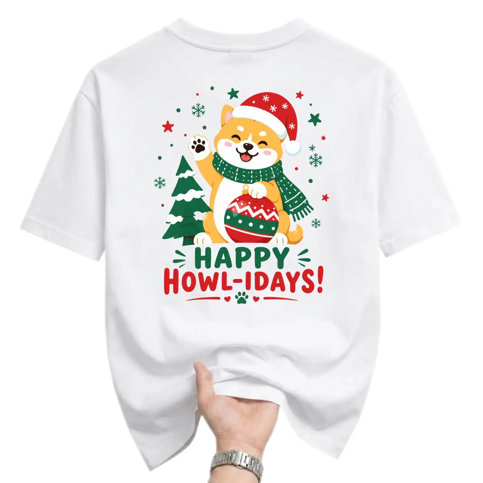 Funny Shirt Happy Howl-Idays Shiba Inu Dog Christmas Graphic Tee Unisex