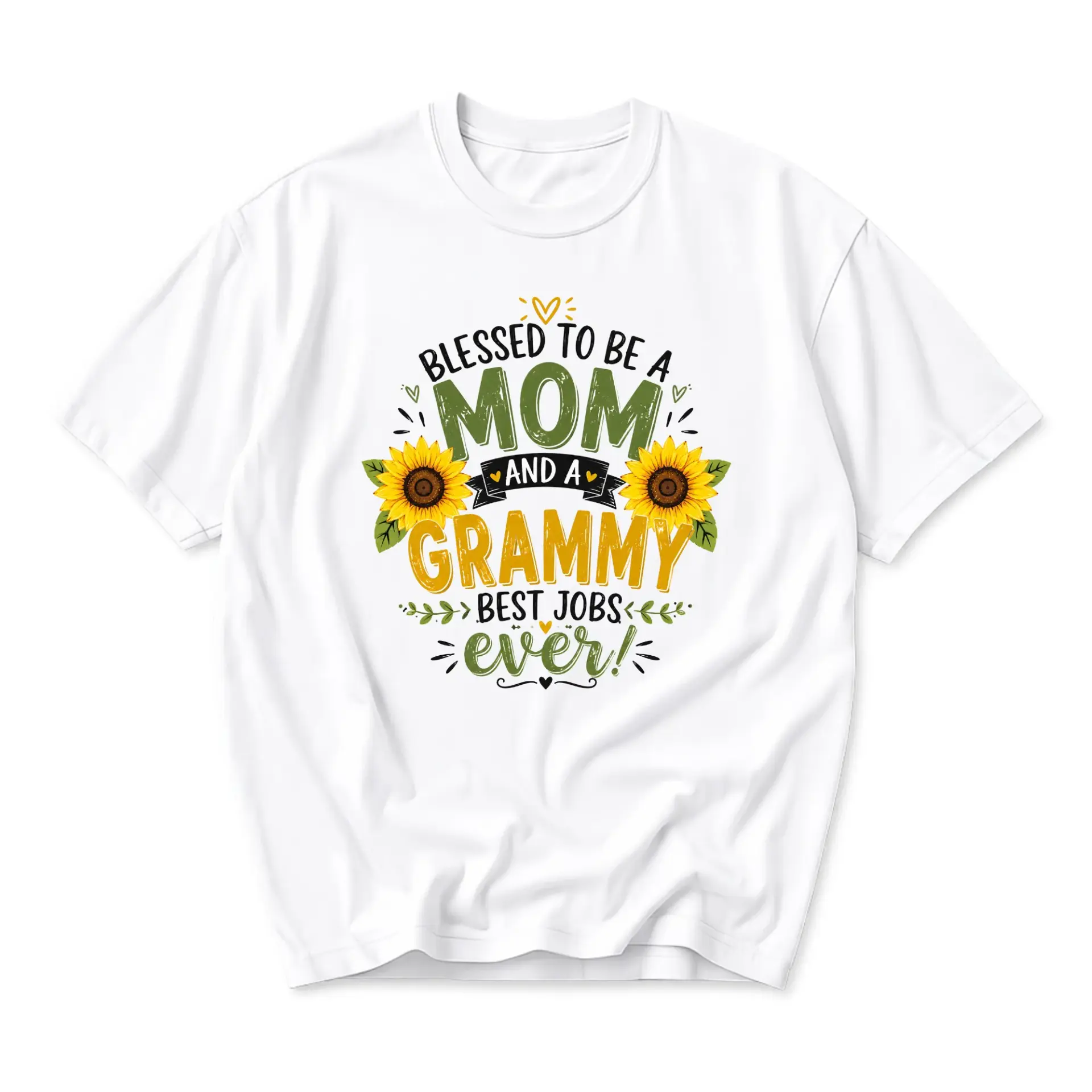 Graphic Tee Blessed to Be a Sunflower Design Unisex Casual Crew Neck
