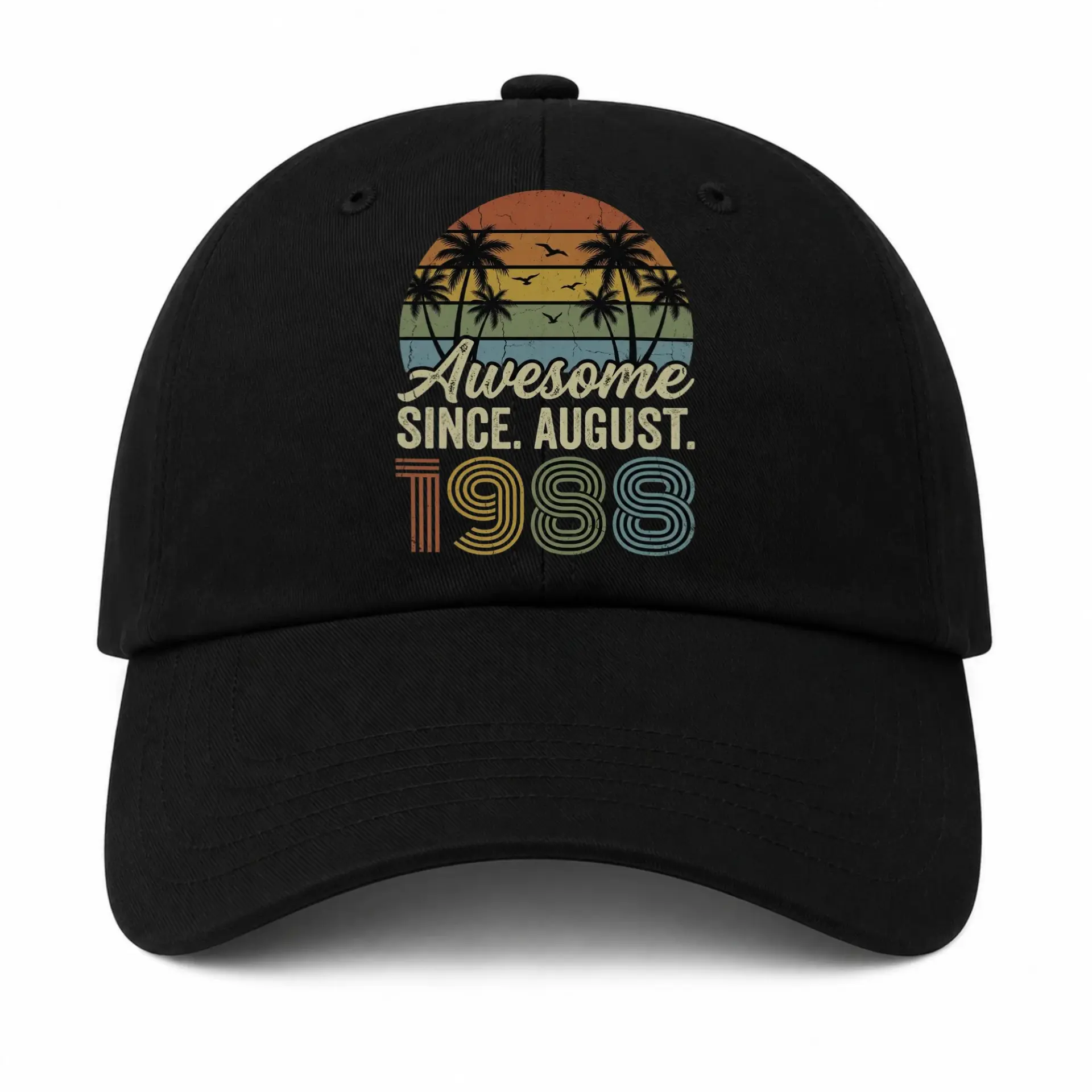 Vintage 1988 Birthday Baseball Cap Retro Sunset Graphic Dad Hat