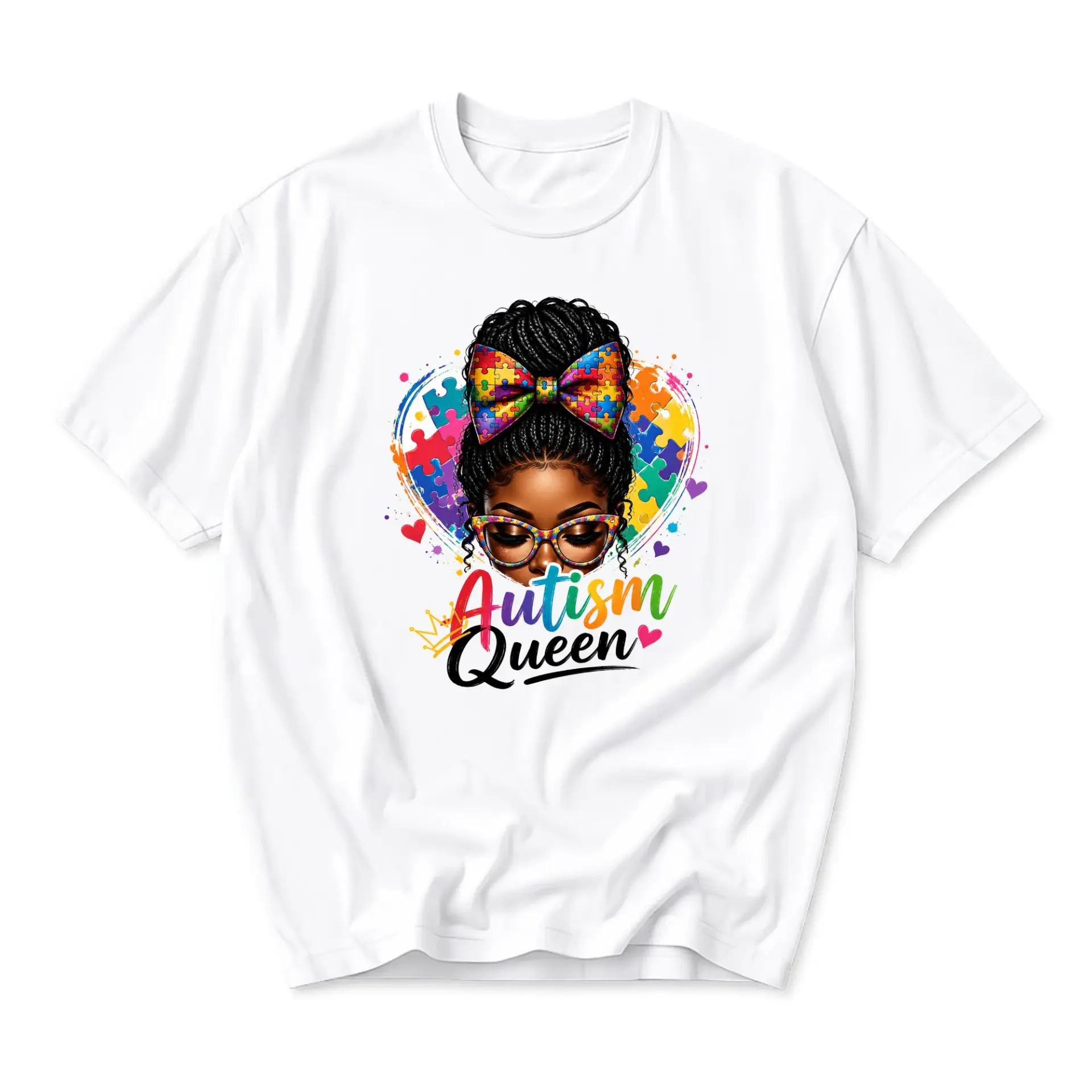 Graphic Tee Autism Queen Awareness Shirt for Women Men Unisex Casual Crew Neck Comfortable Cotton Blend Everyday Top