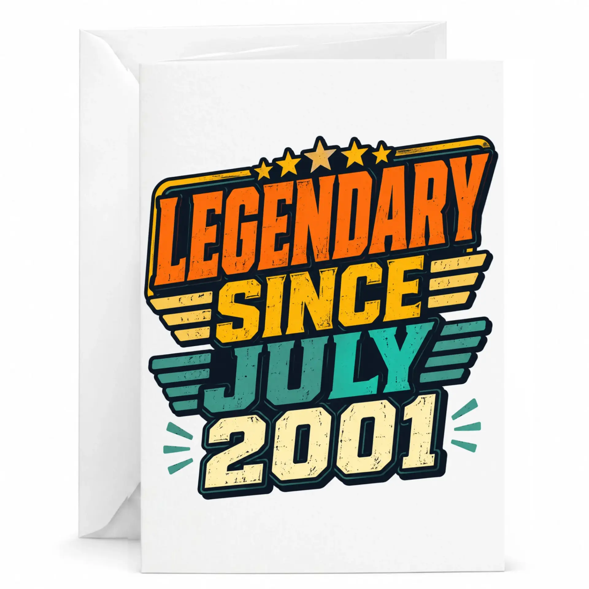 Birthday Card Legendary Since July 2001 Vintage Retro Style Greeting Card for Milestone Birthdays and Celebrations