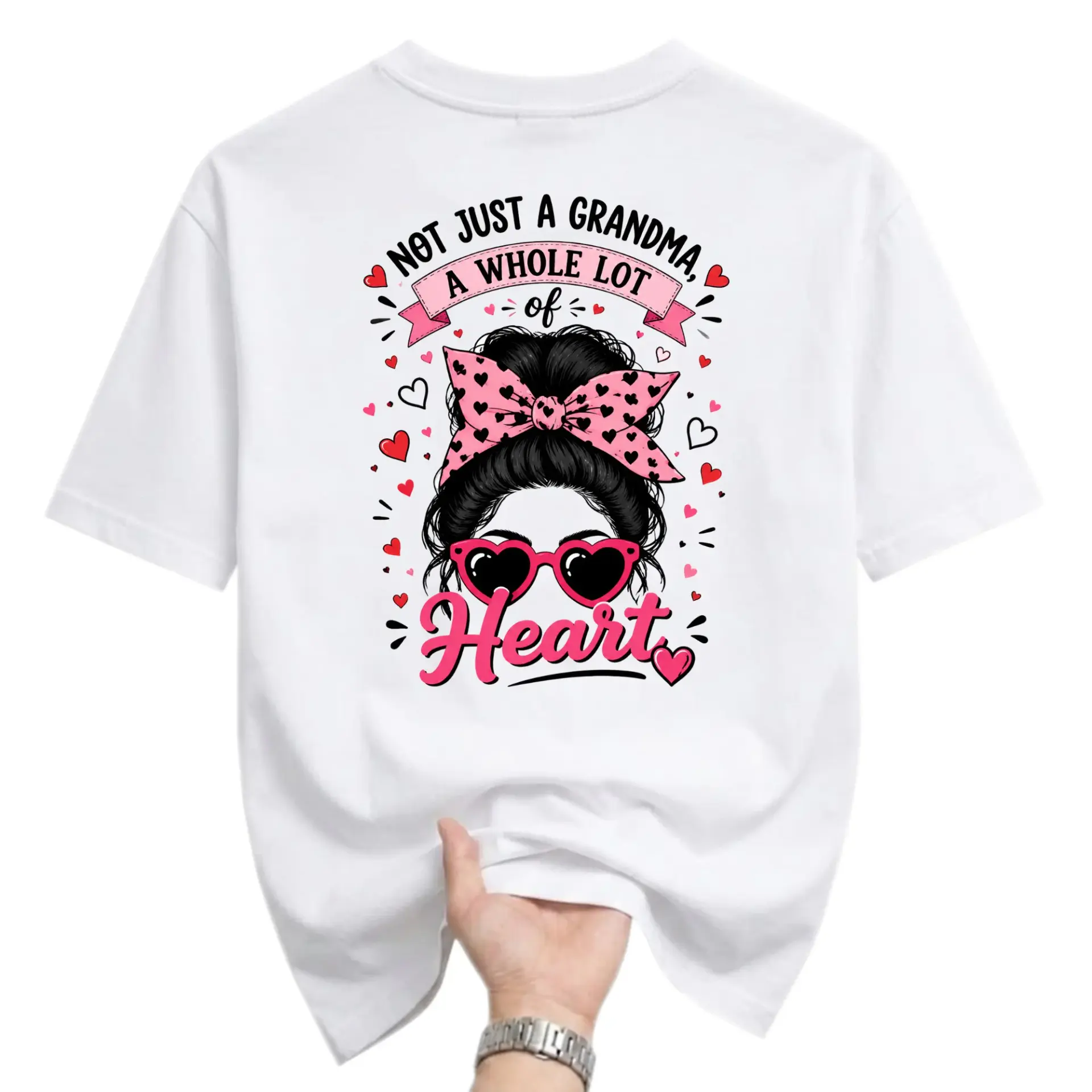 Graphic Tee Not Just a Grandma a Whole Lot of Heart Unisex Crew Neck Casual Shirt Comfortable Everyday Apparel