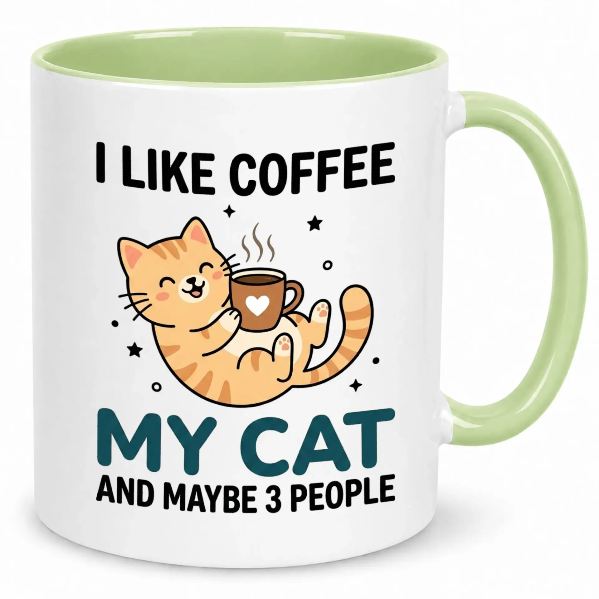 Funny Ceramic Coffee Mug with Cute Cat Design Sarcastic Quote 'i Like My and Maybe 3 People' for Animal Lovers Unique Gift Idea