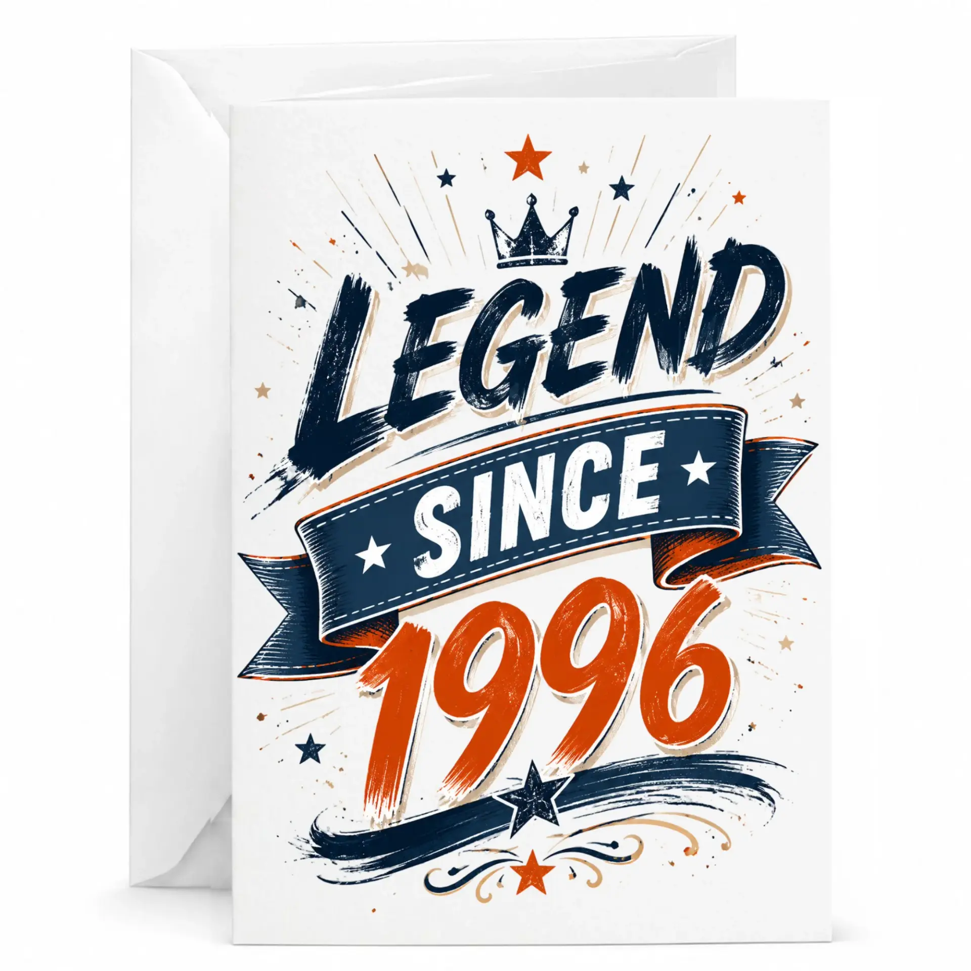 Birthday Card Legend Since 1996 Graphic Greeting Card for Vintage Birthday Celebration with Matching White Envelope