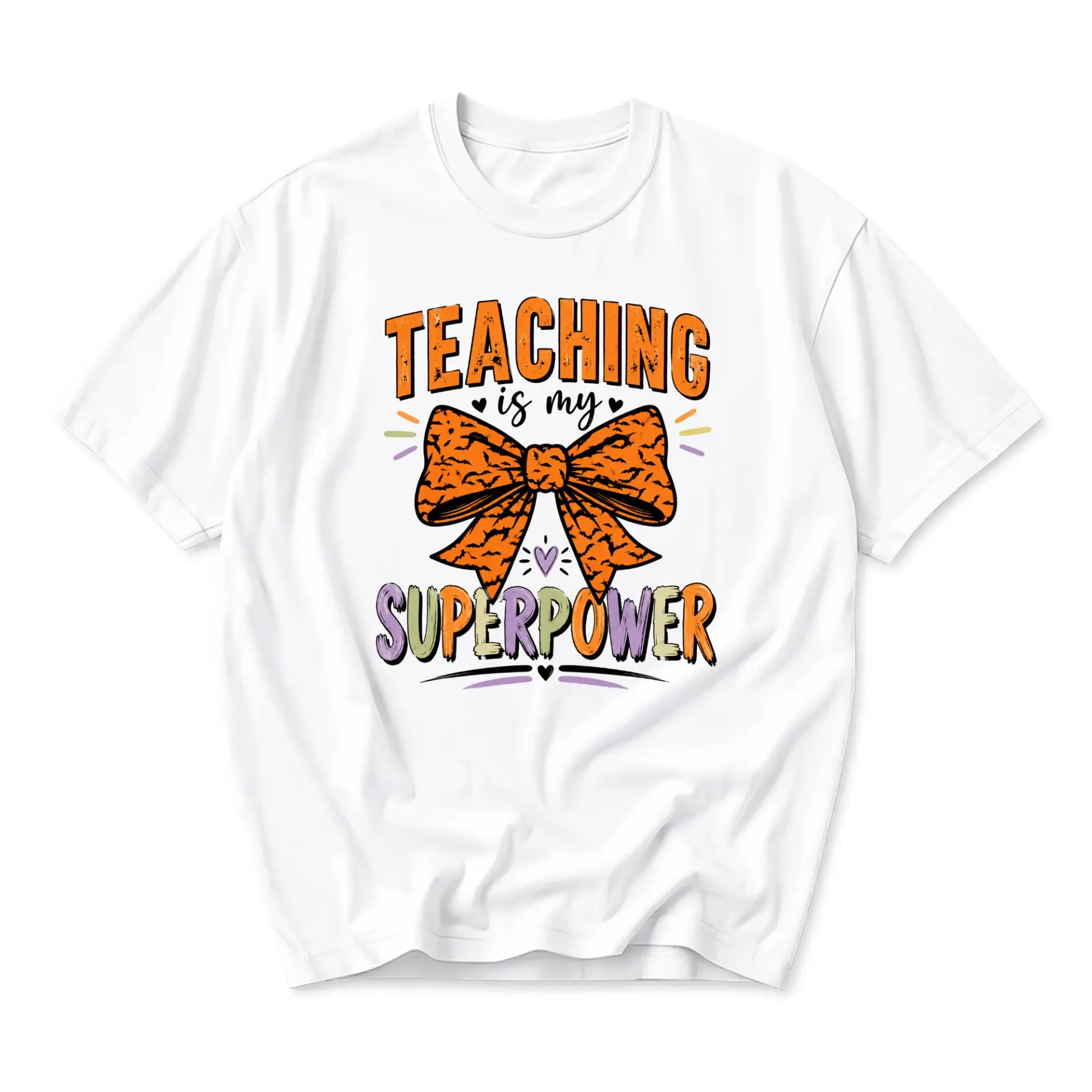 Funny Shirt Teaching Is My Superpower Graphic Tee Unisex Crew Neck Casual Cotton Blend Apparel for Teachers Educators