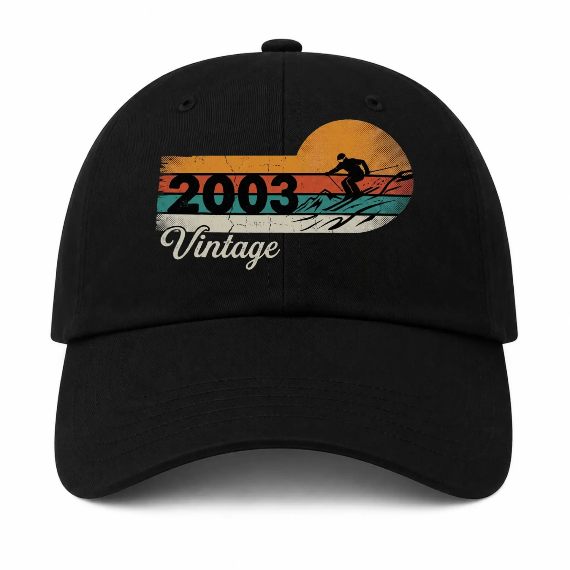 Baseball Cap Vintage Skiing Retro Sunset Graphic Adjustable Dad Hat