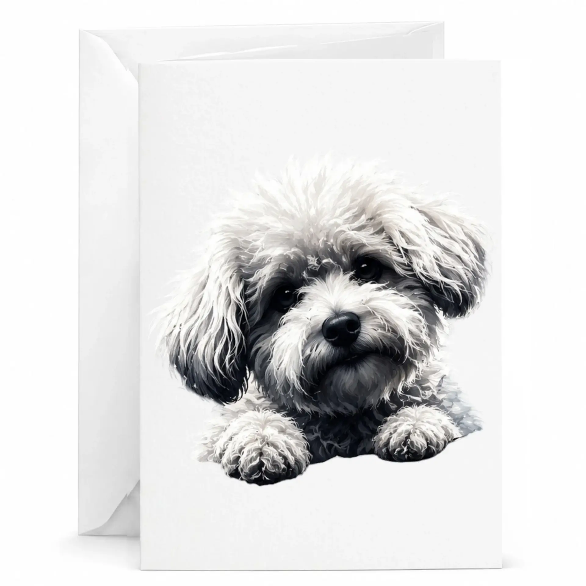 Greeting Card Featuring Adorable Fluffy Puppy Illustration for Any Occasion and Personalized Note Giving