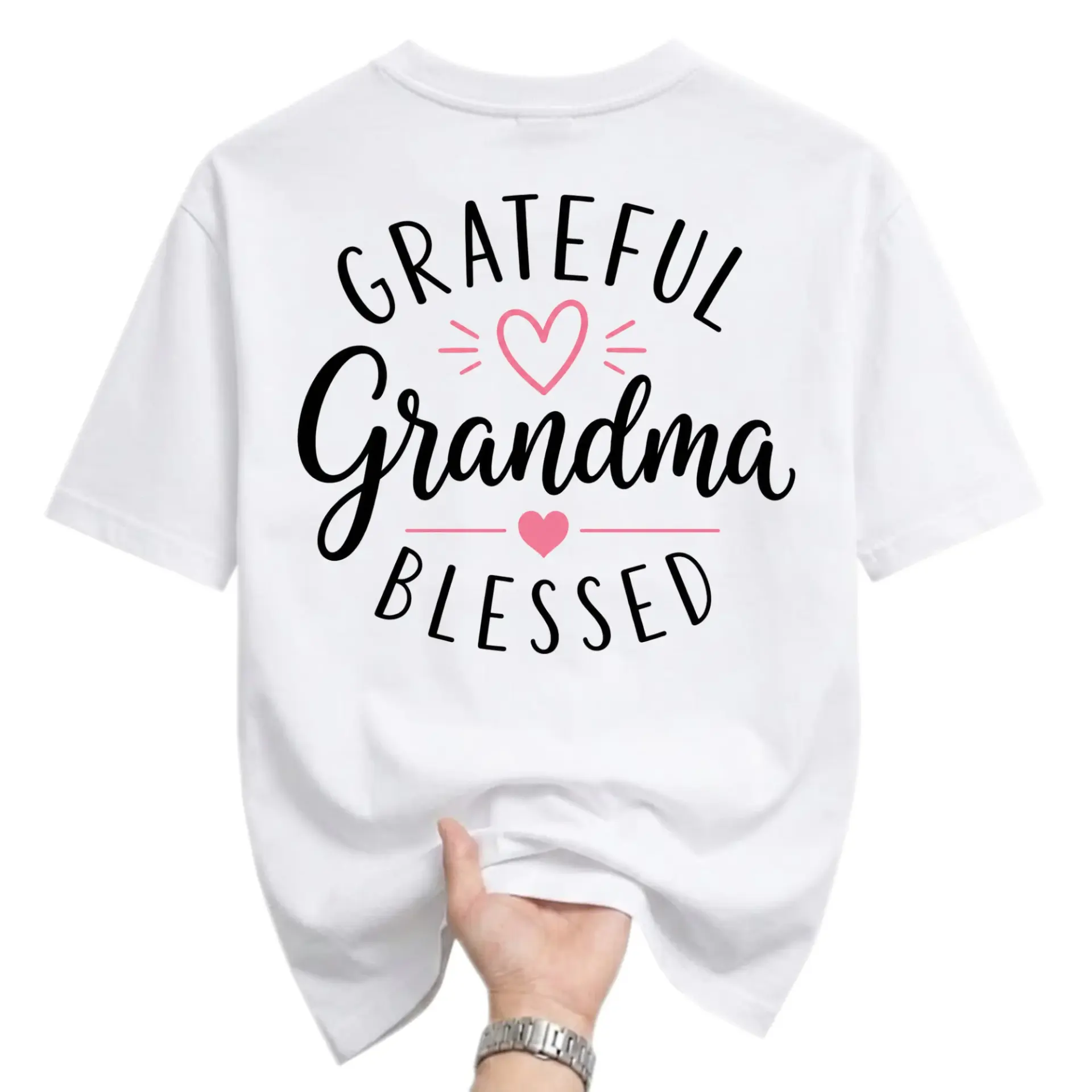 Graphic Tee Grateful Grandma Blessed Heart Design Unisex Casual Short