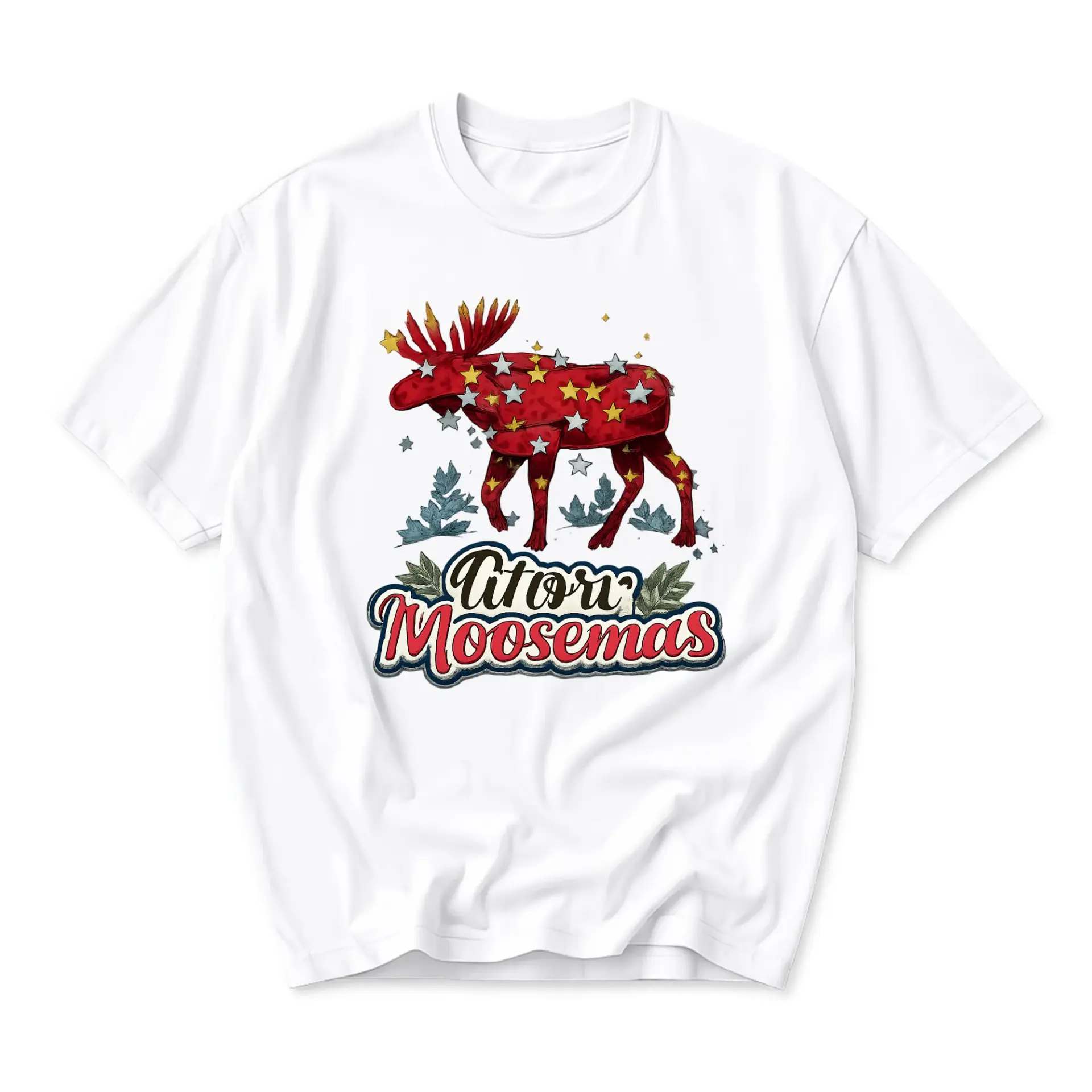 Graphic Tee Unisex Crew Neck T-Shirt Featuring Festive Red Holiday Wildlife