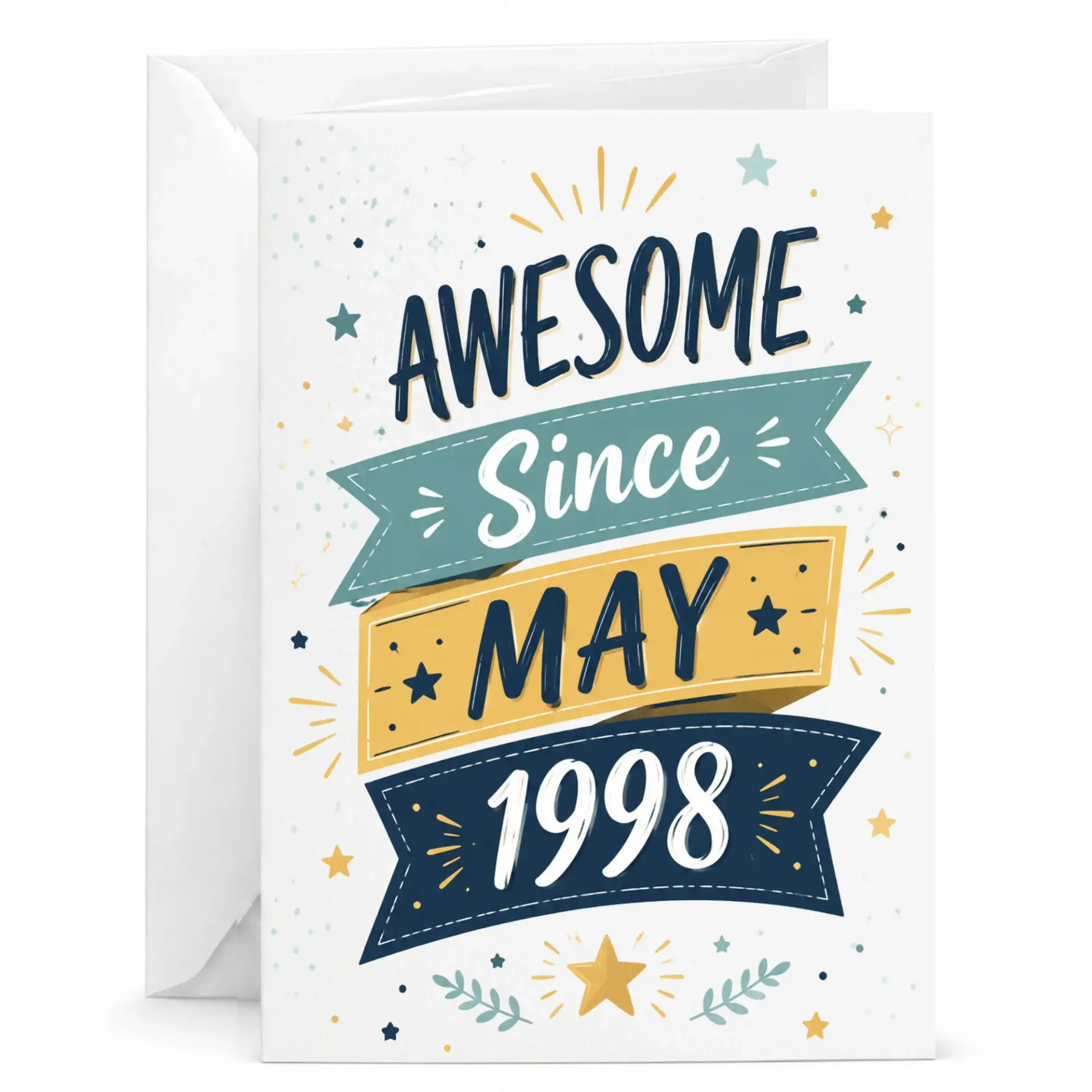 Birthday Greeting Card Awesome Since May 1998 Vintage Style Milestone Celebration Stationery for Friends and Family