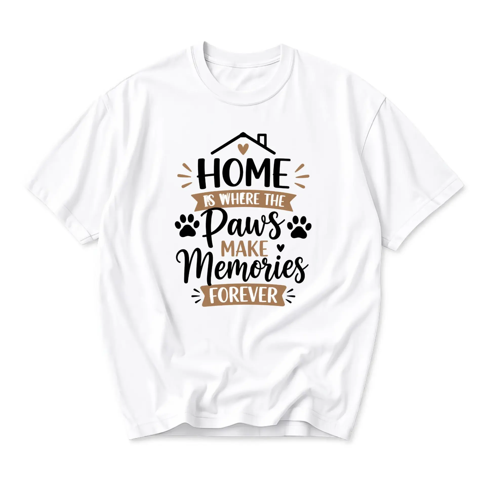 Funny Shirt Where the Paws Make Memories Forever Graphic Tee Unisex Casual