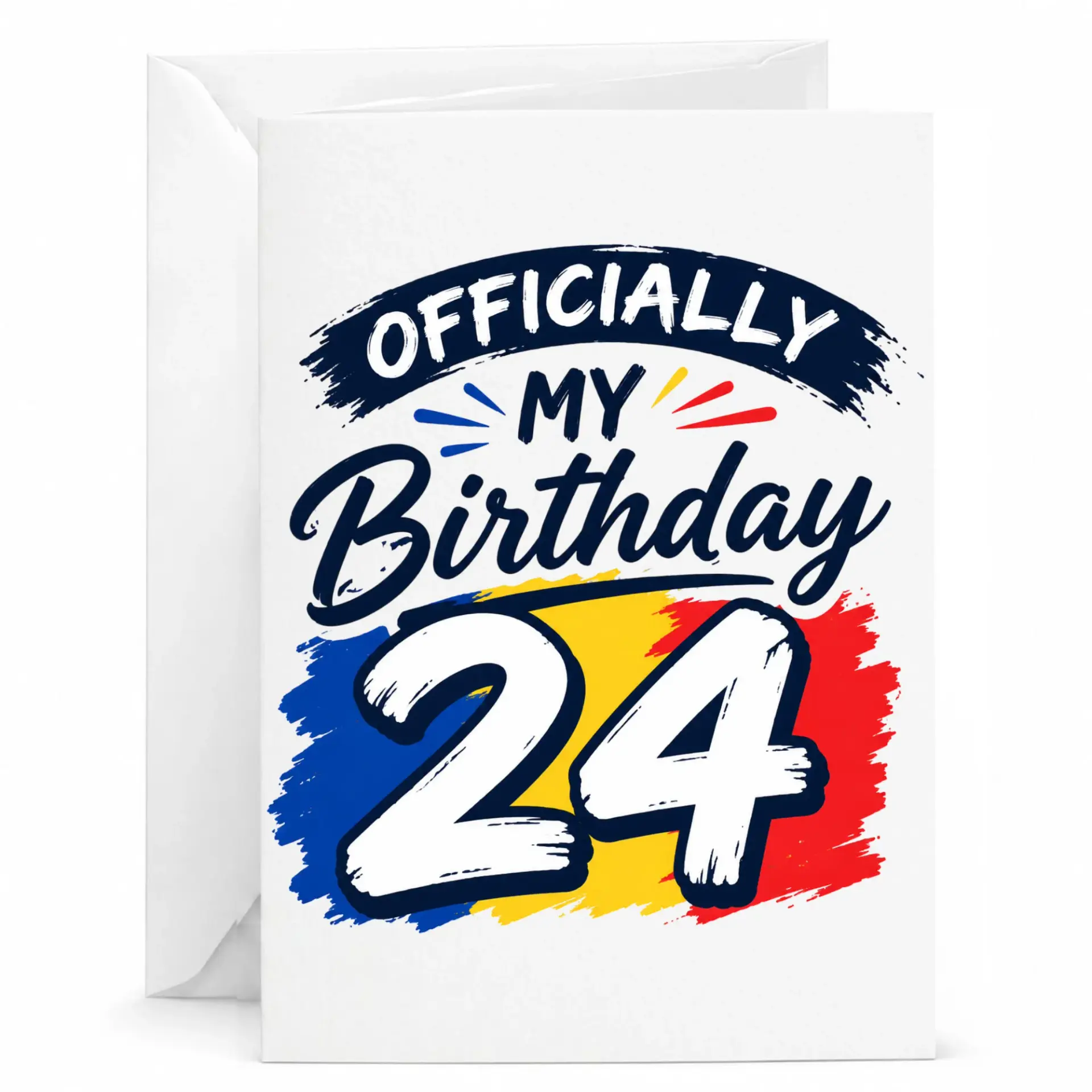 Birthday Card Officially My 24th Birthday Greeting Card with Envelope, Vibrant Twenty Fourth Birthday Celebration Art