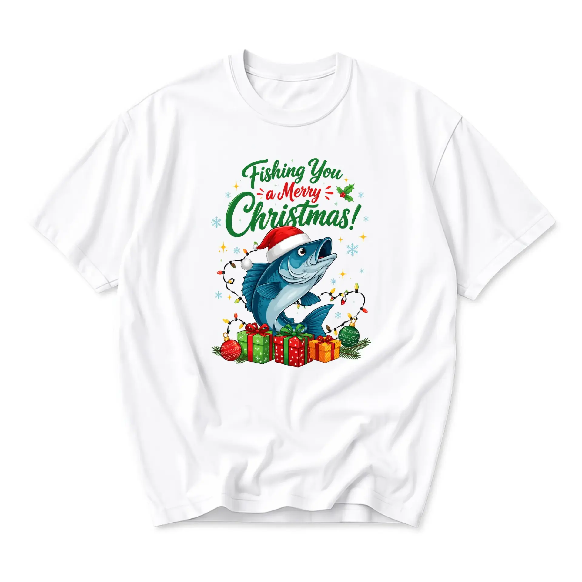 Funny Shirt Fishing You a Merry Christmas Graphic Tee Unisex Holiday