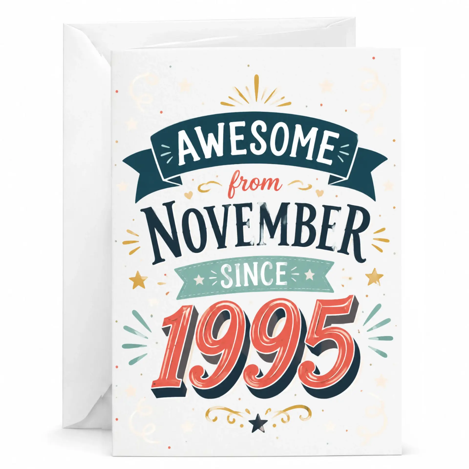 Birthday Card Awesome from November Since 1995 Vintage Style Greeting Card for Special Milestone Birthdays