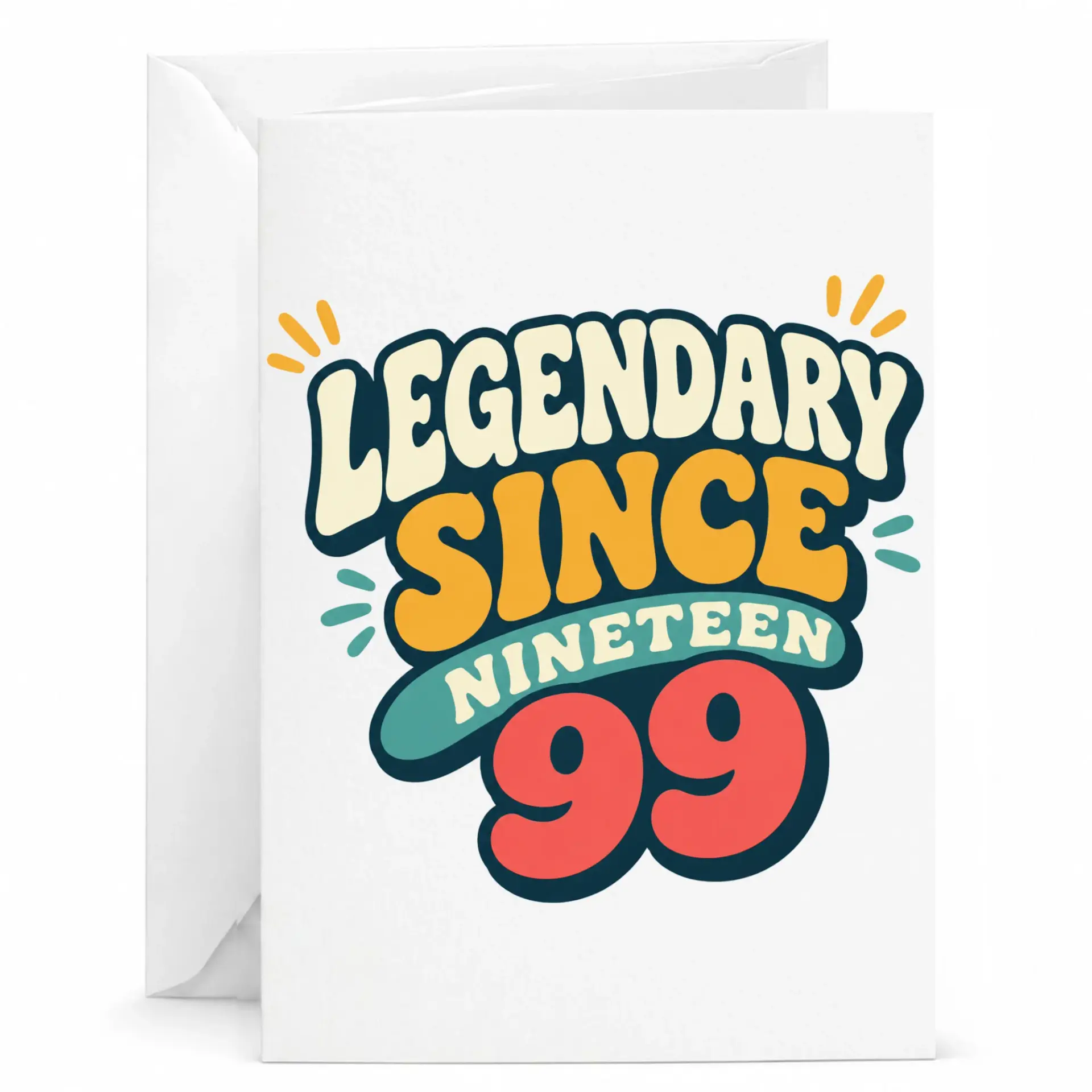 Birthday Card Legendary Since Ninety Nine Retro Style Greeting Card for Milestone Celebration 5x7 Inch Folded Card
