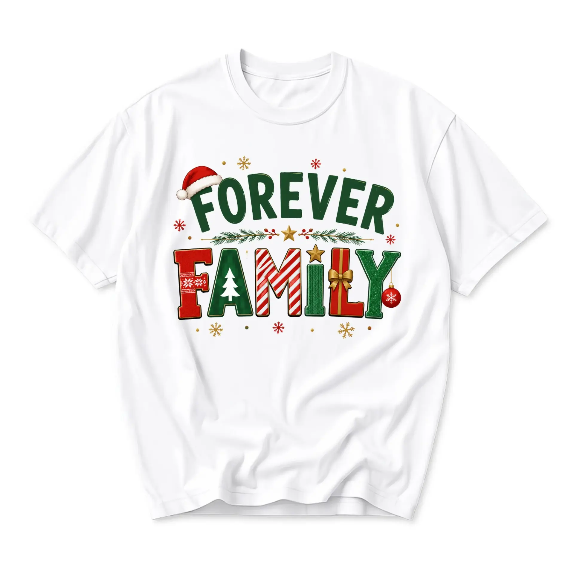 T-shirt Forever Family Graphic Tee Holiday Seasonal Casual Apparel Unisex