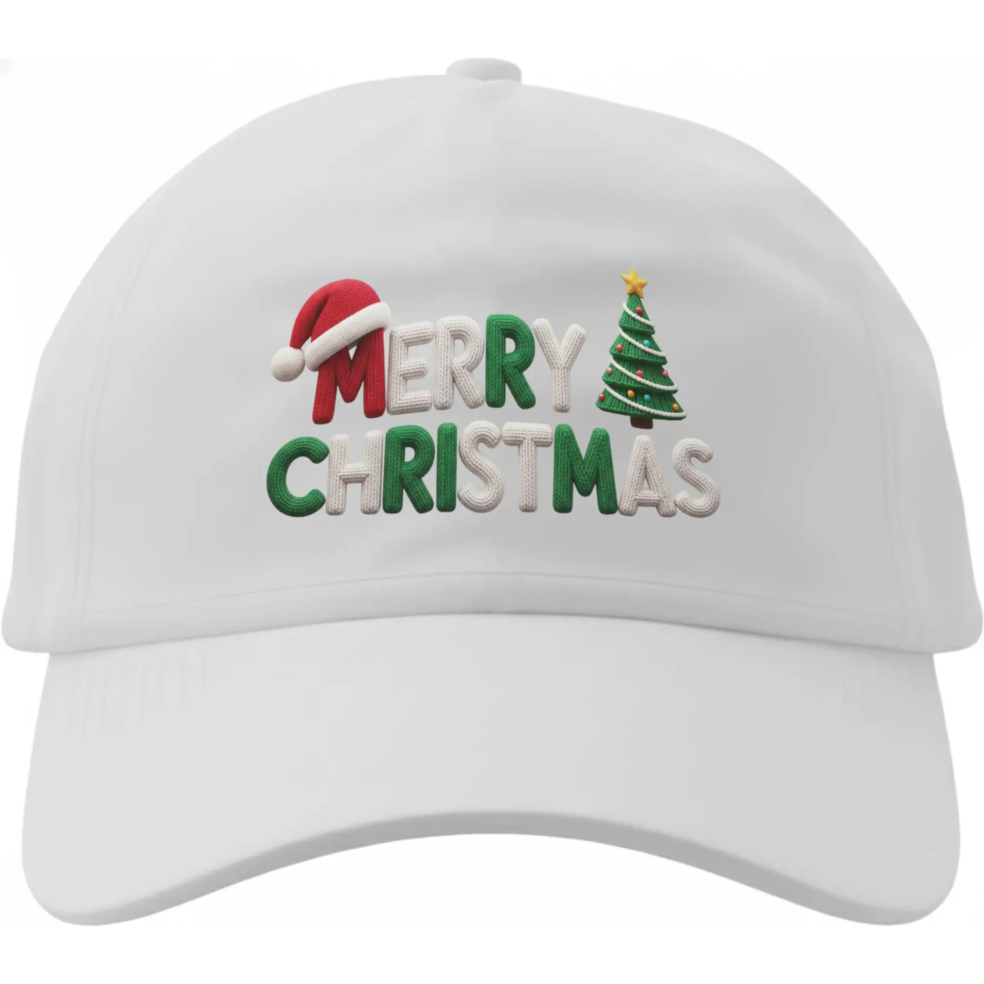 Baseball Cap Merry Christmas Holiday Graphic Embroidered Cotton Hat with Pre Curved Visor and Adjustable Back Strap