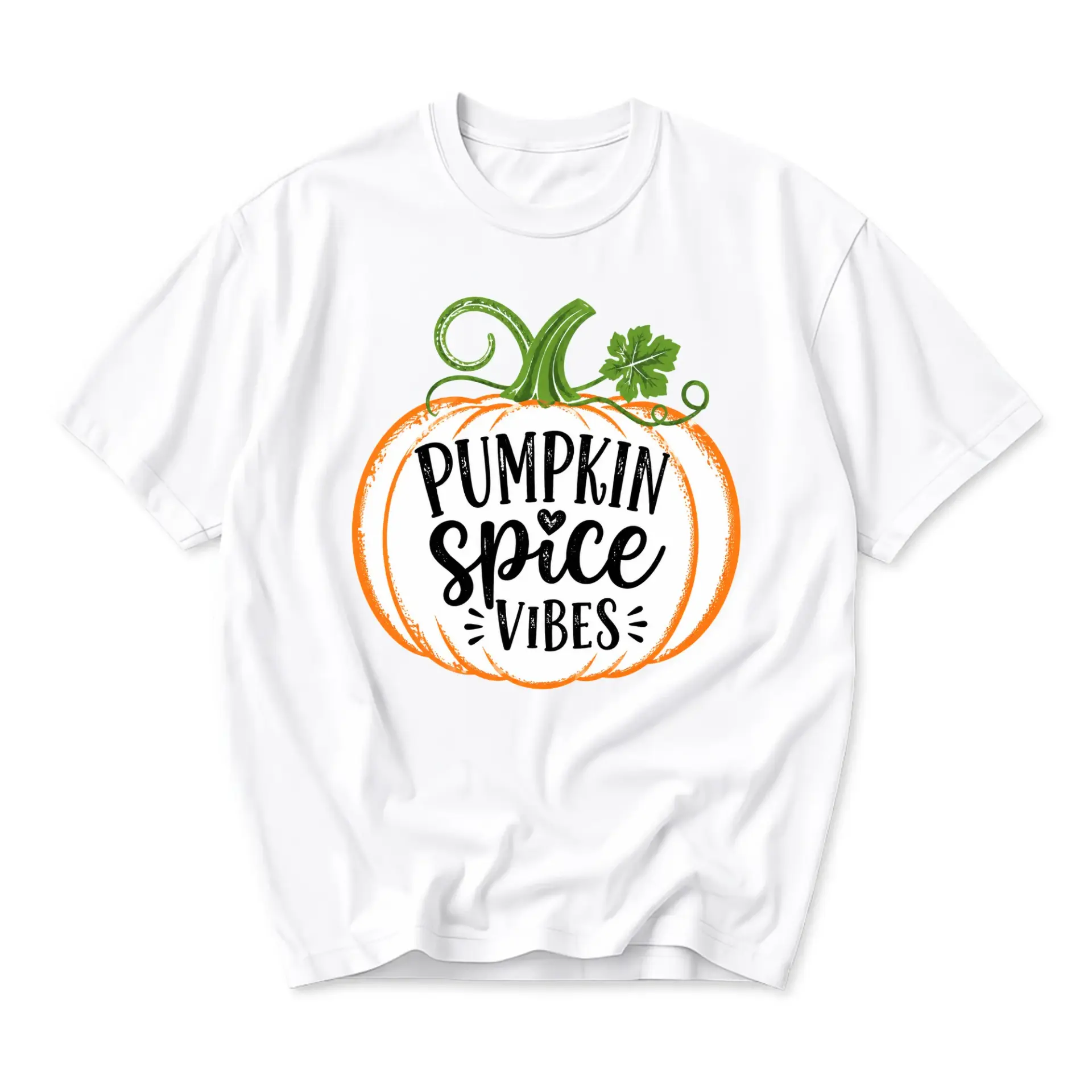 Pumpkin Spice Vibes Graphic Tee Unisex Seasonal Fall Crew Neck Short Sleeve Shirt for Casual Daily Wear Autumn Style