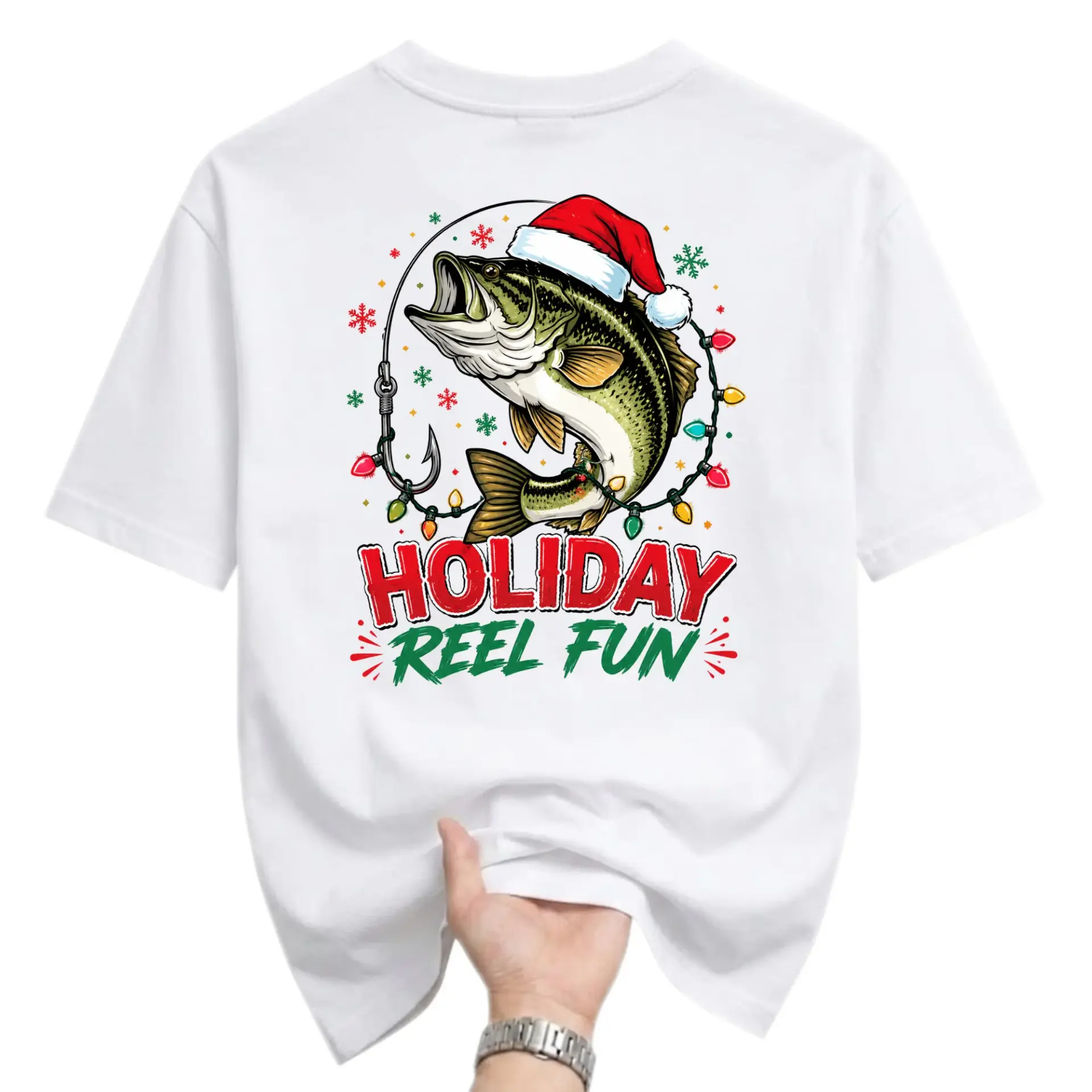 Graphic Tee Holiday Reel Fun Christmas Fishing Unisex Crew Neck Short