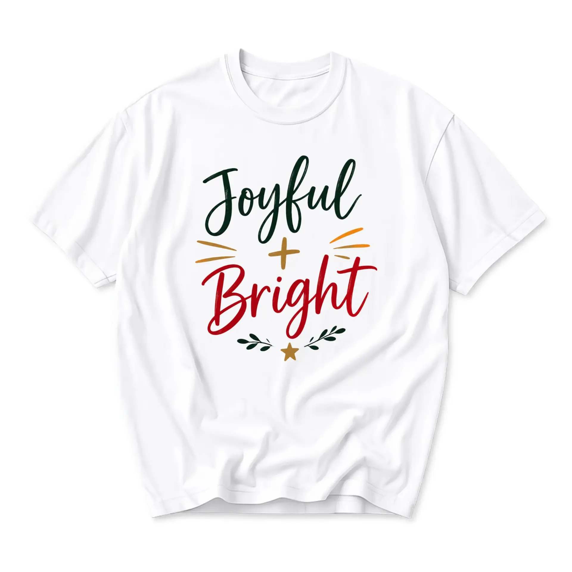 Graphic Tee Joyful and Bright Unisex Holiday Shirt Comfortable Cotton Blend Casual Crew Neck Seasonal Apparel Top