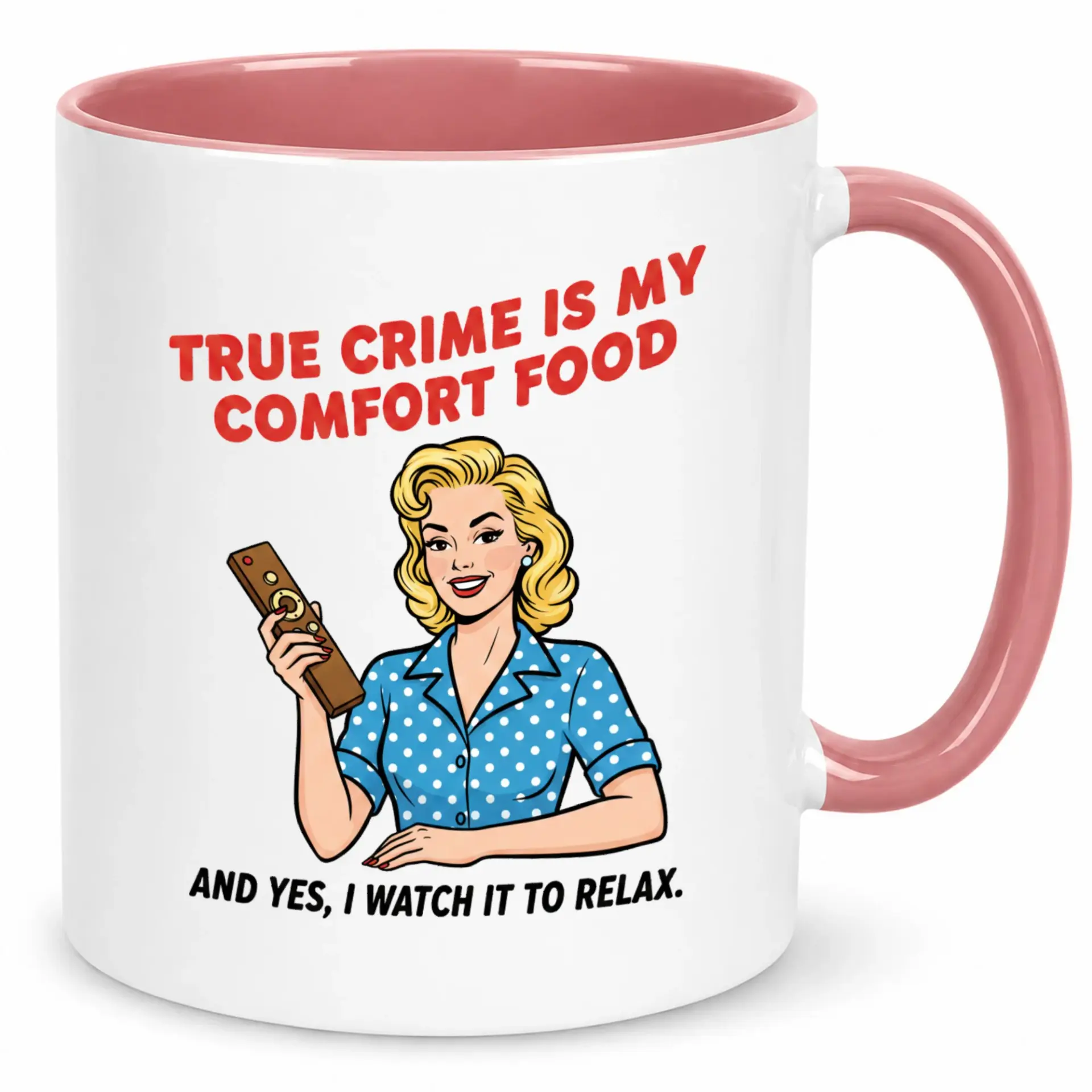 Funny True Crime Lover Ceramic Coffee Mug with Retro Woman Design Humorous Statement Drinkware for Relaxing Evenings and Daily Use