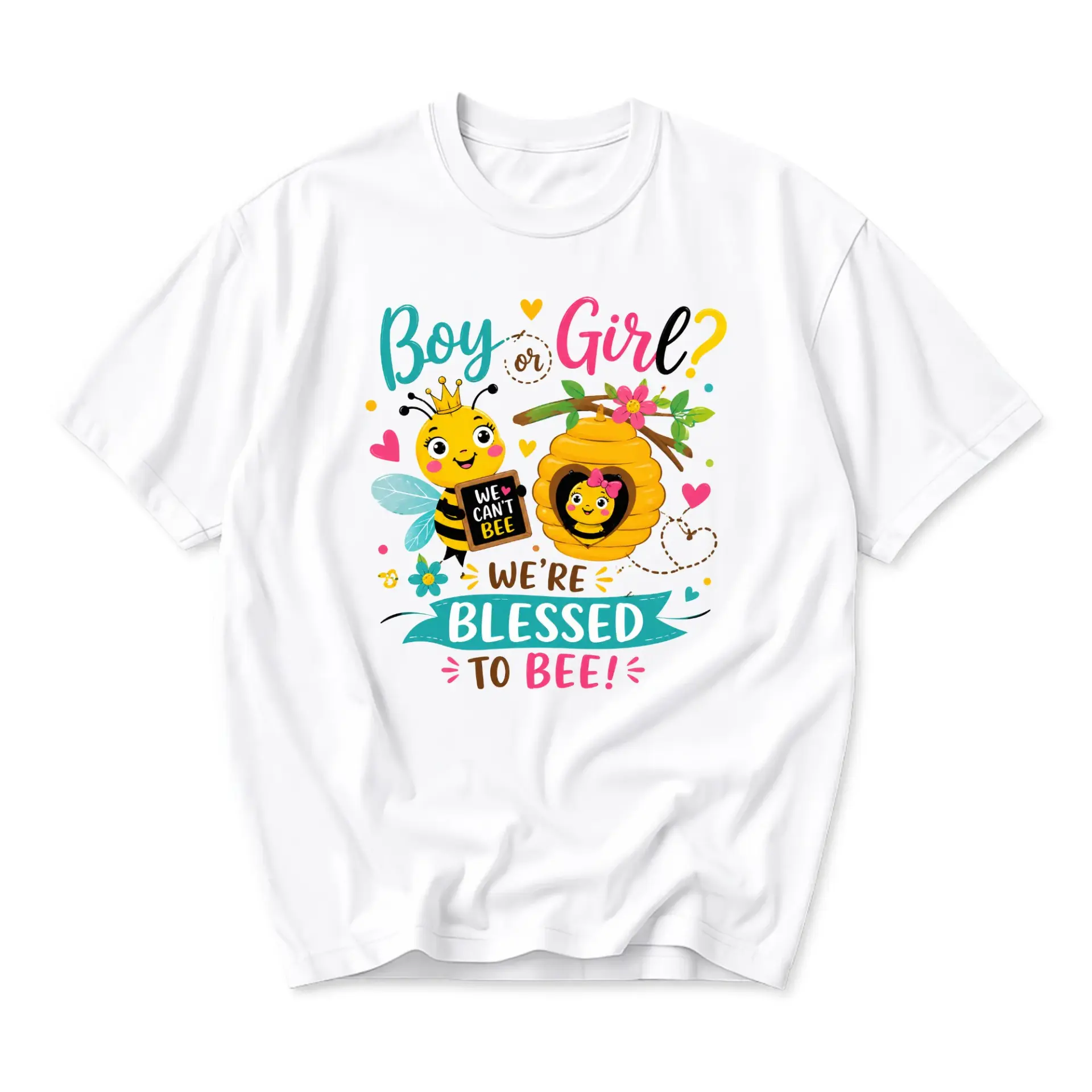 Funny Shirt Boy or Girl Gender Reveal Bee Graphic Tee Unisex Casual Apparel for Everyday Wear and Special Occasions