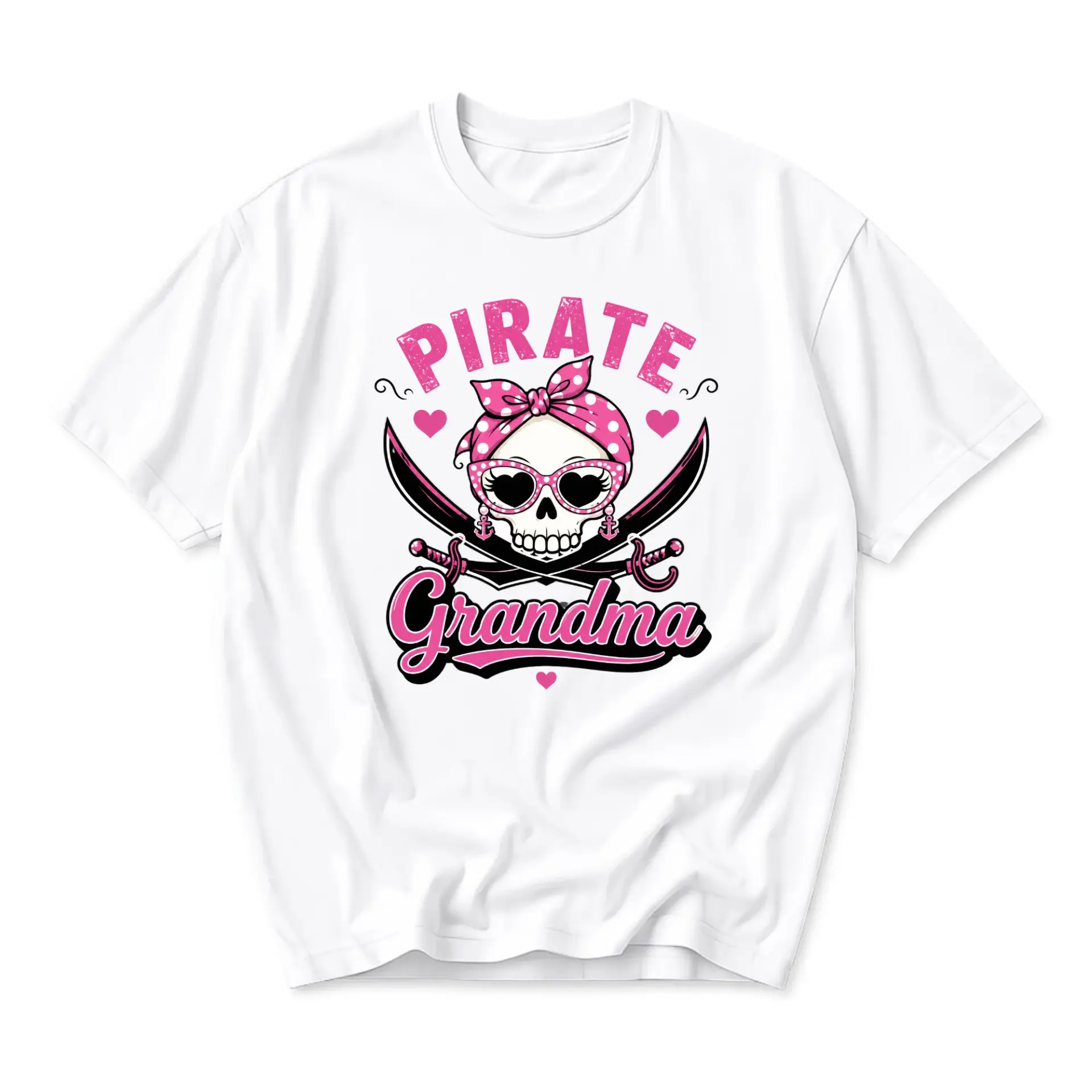 Funny Shirt Pirate Grandma Graphic Tee Novelty Skull Design Comfortable Unisex Casual Crew Neck Top for Adults