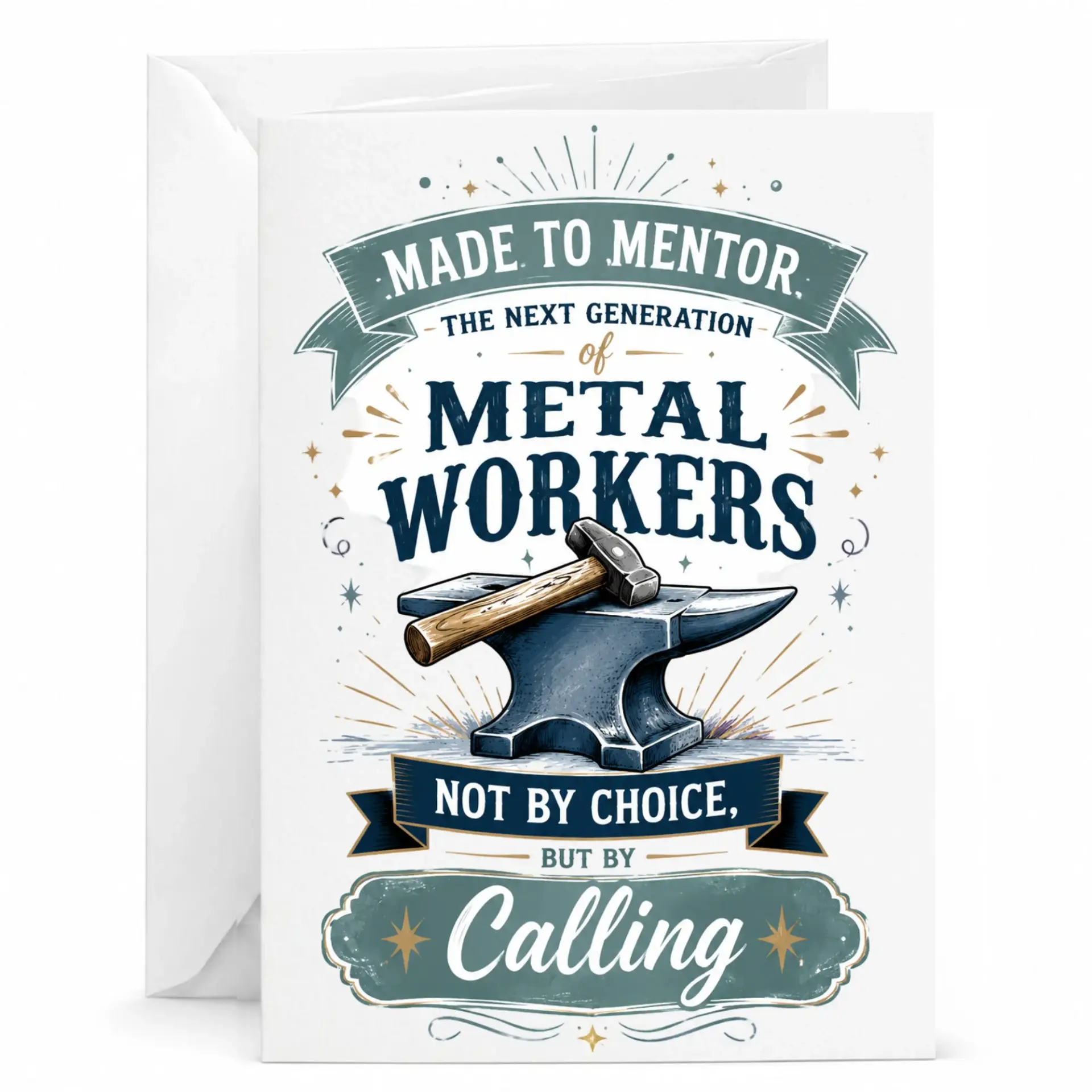 Greeting Card for Metal Workers Made to Calling Design Professional Heavyweight Paper 5x7 Inches with Envelope
