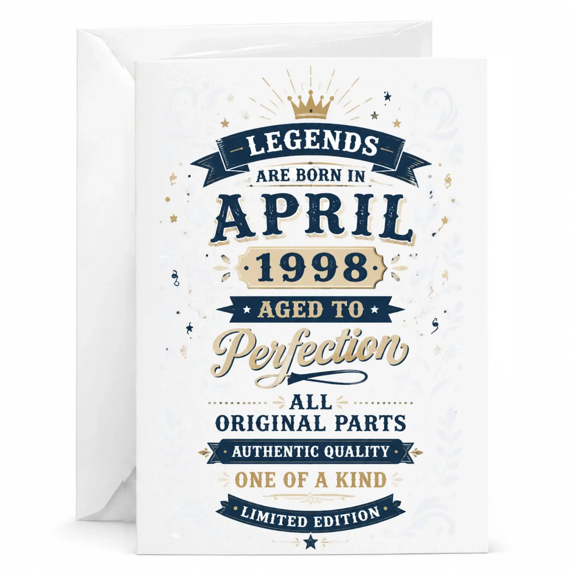 Birthday Card Legends Are Born in April 1998 Aged to Perfection Greeting Card with Matching White Envelope 5x7 Inches