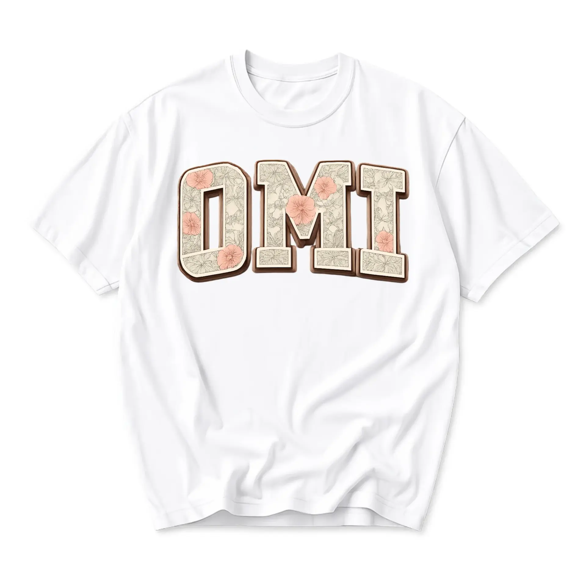 Graphic Tee Unisex Crew Neck T-Shirt Featuring Floral Lettering Design for Casual Wear and Everyday Comfortable Style