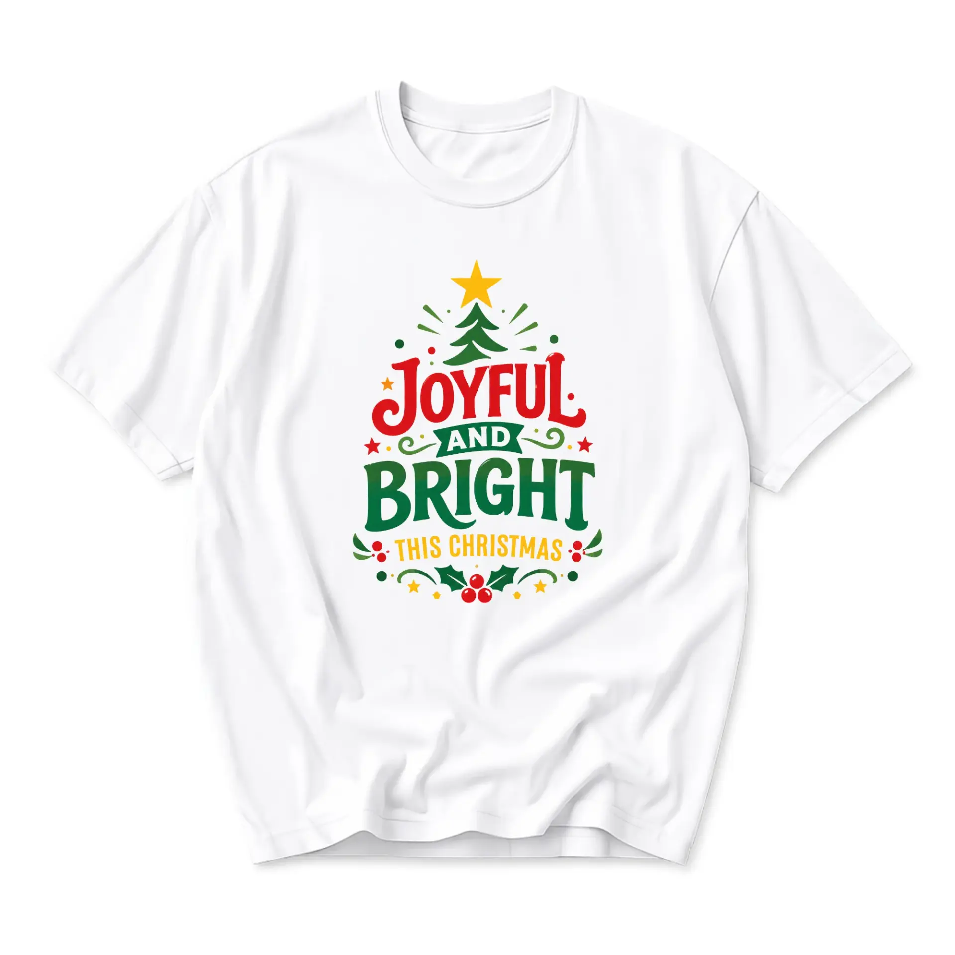 Graphic Tee Joyful and Bright This Christmas Holiday T-Shirt Seasonal