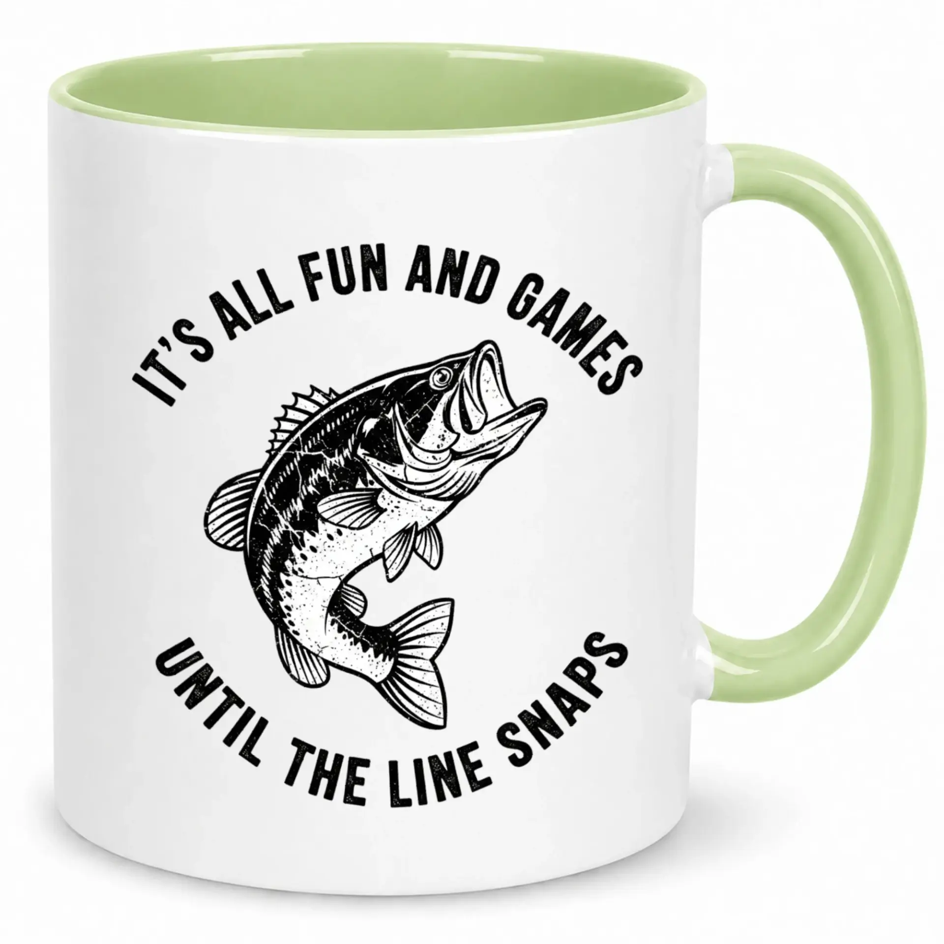 Funny Fishing Ceramic Coffee Mug It's All Fun and Games Until the Line Snaps Fish Drinkware Gift