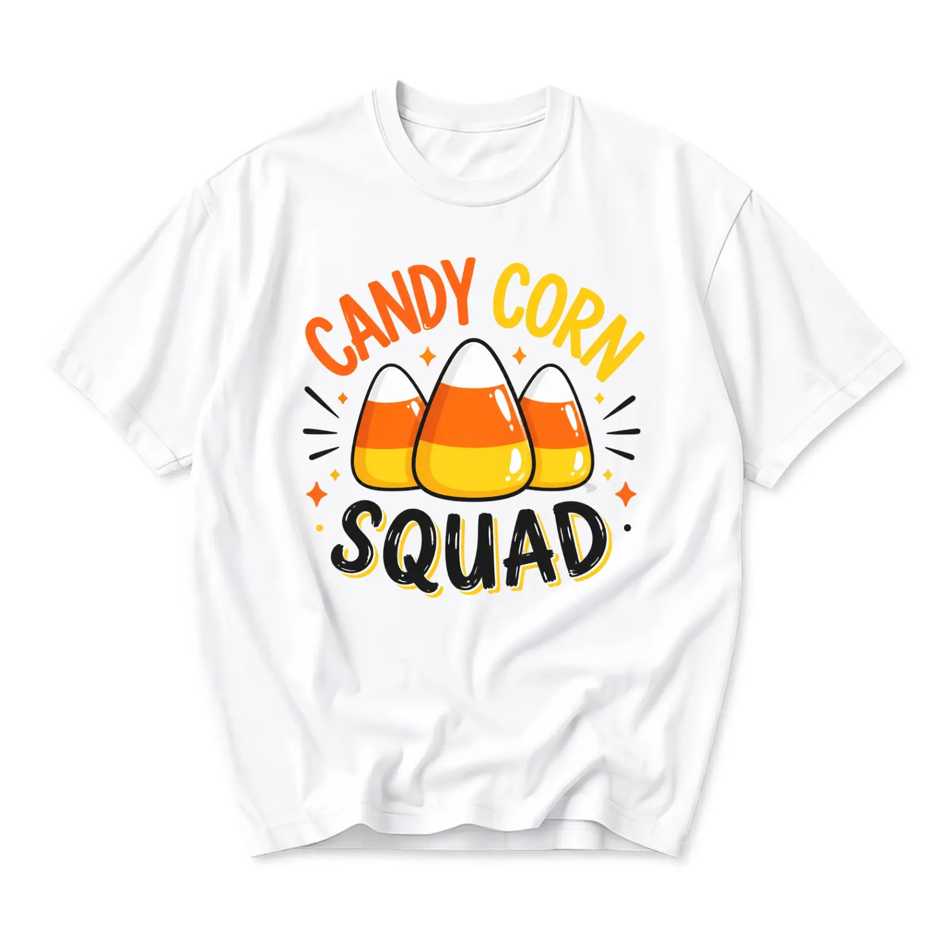 Graphic Tee Candy Corn Squad Halloween Theme Unisex Crew Neck Short Sleeve Casual Cotton Blend Shirt Soft Apparel