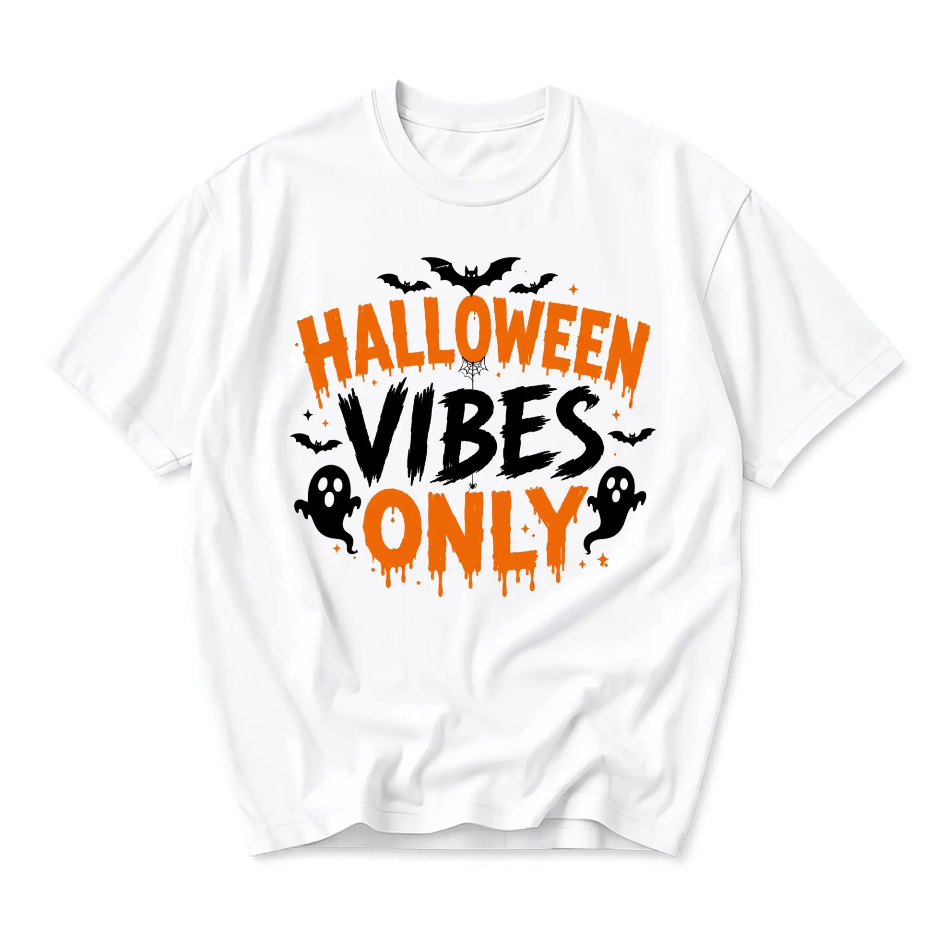 Graphic Tee Halloween Vibes Only Unisex Crew Neck T-Shirt Seasonal Spooky Autumn Holiday Graphic Print Short Sleeve