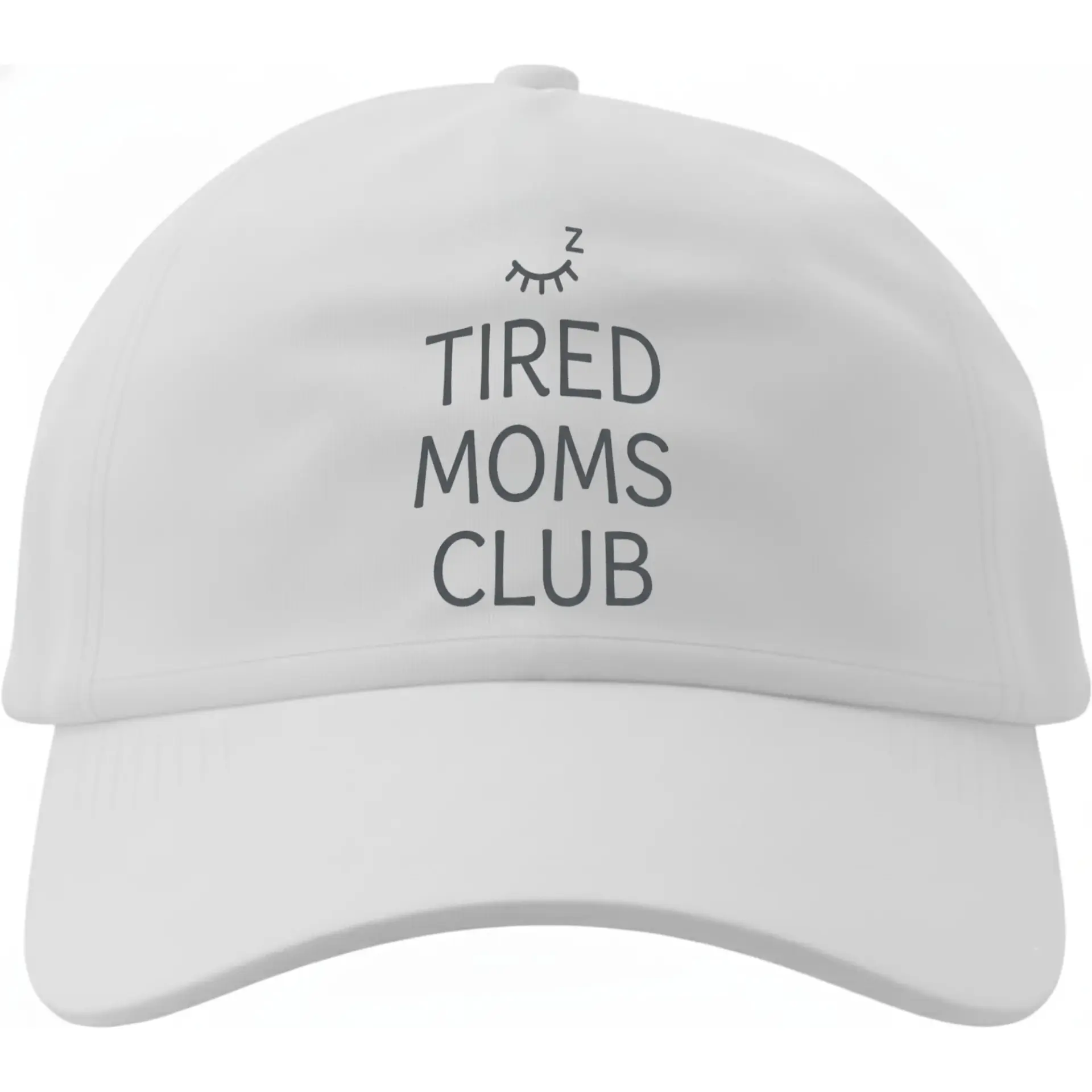 Dad Hat Baseball Cap Tired Moms Club Graphic Embroidered Low Profile Cotton Adjustable Everyday Casual Sun Hat White