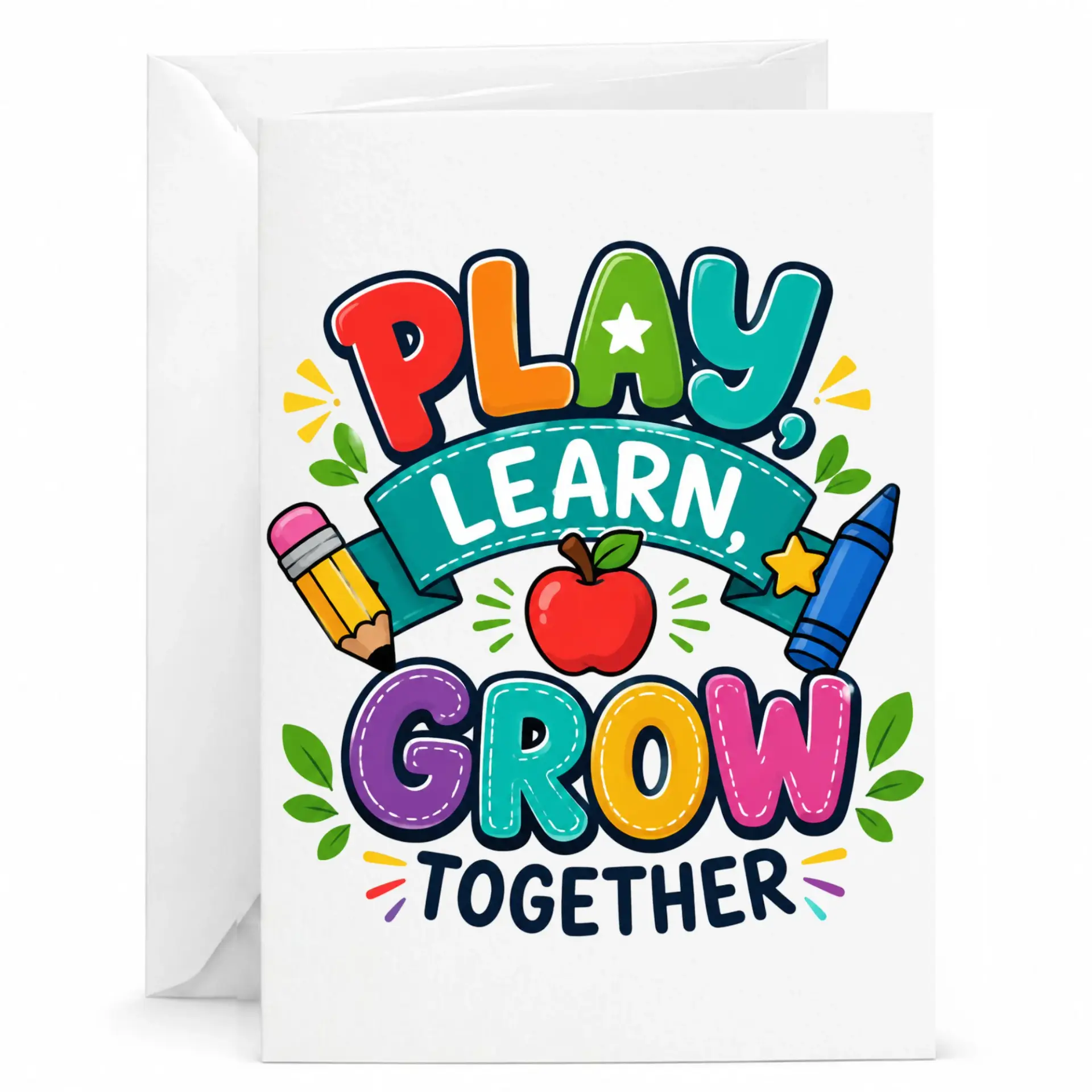 Inspirational Greeting Card Play Learn Together Vibrant Design
