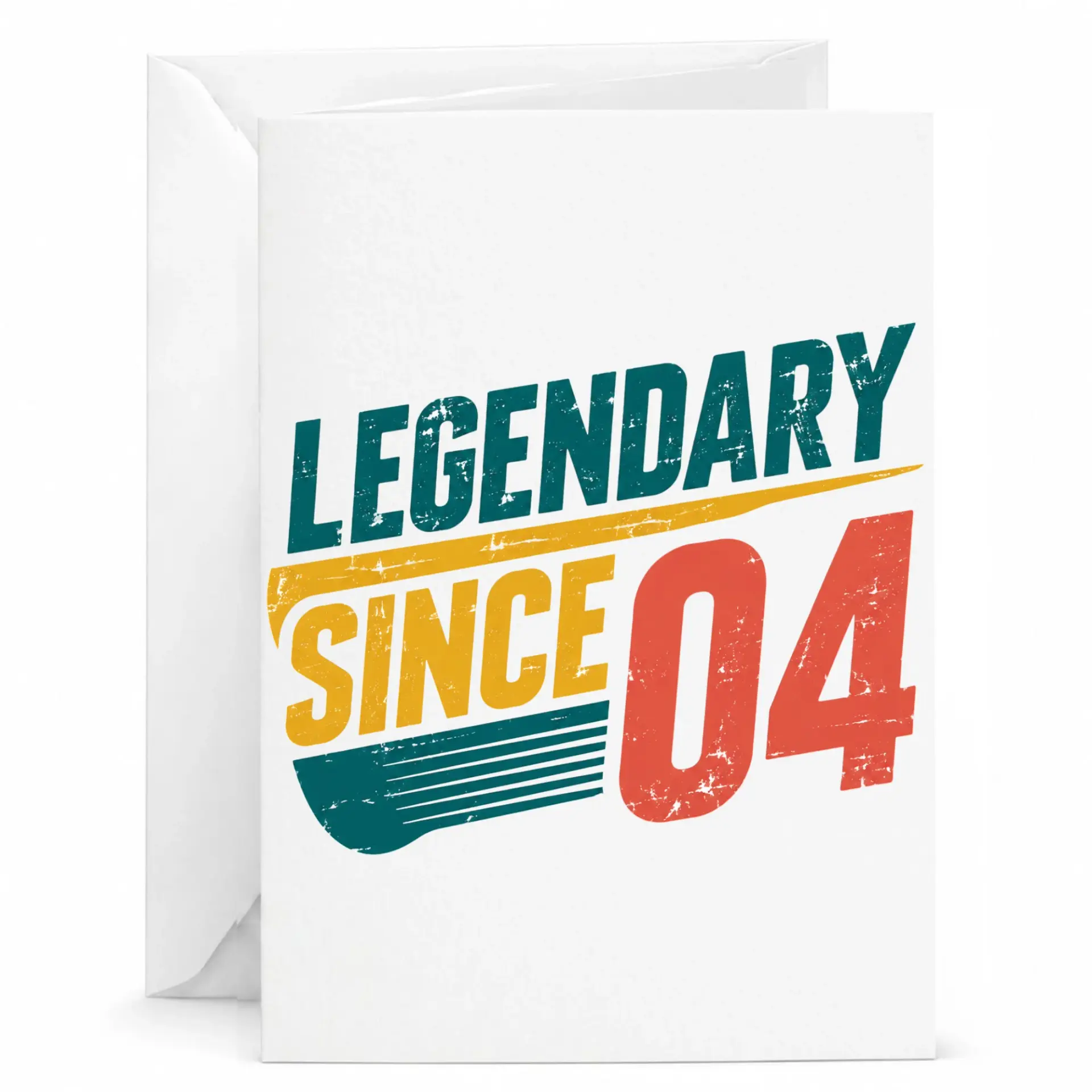 Birthday Card Legendary Since 04 Retro Vintage Style Greeting Card for Birthday Milestone Celebration 5x7 Inches