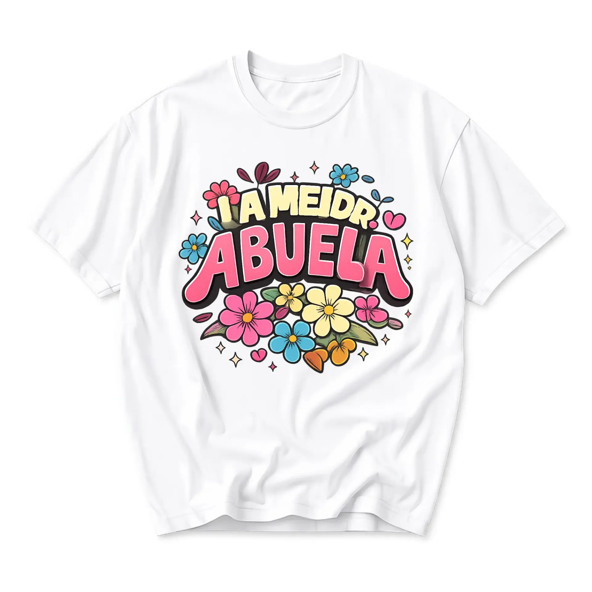 Graphic Tee Unisex Crew Neck T-Shirt La Mejor Abuela Floral Design Casual